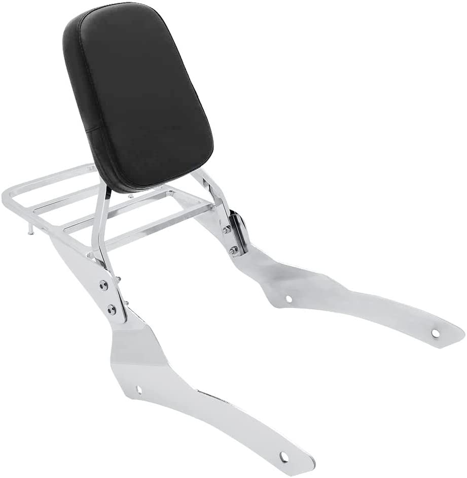 Premium Chrome Sissy Bar with Comfortable Pad & Luggage Rack for Yamaha VStar 650/400 XVS650/400 DS650/DS400 V Star (1998-2018) - Perfect for Long Rides & Touring Comfort