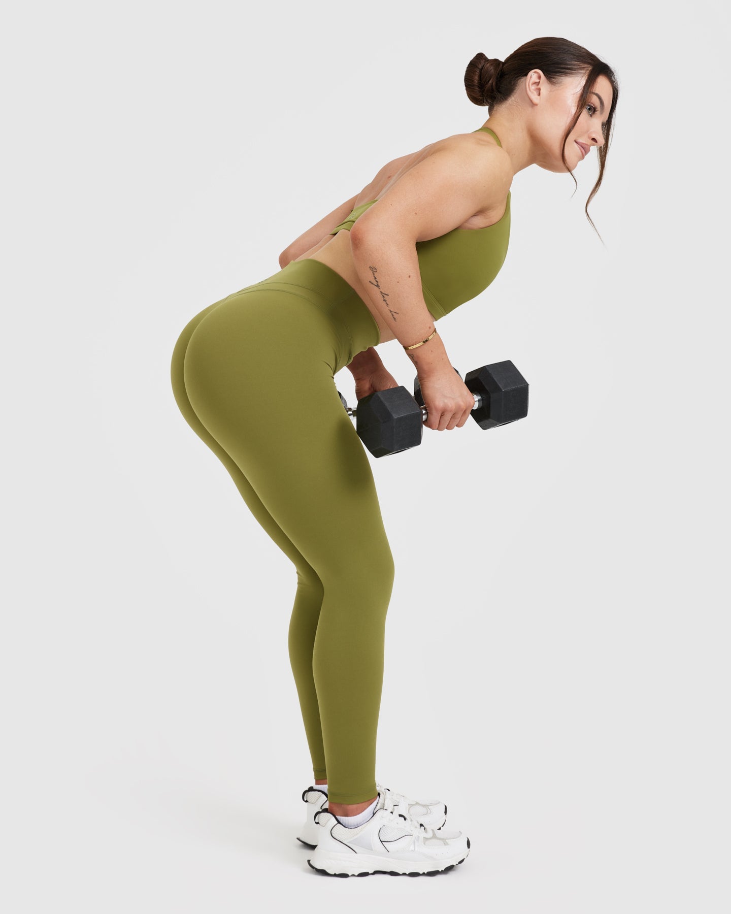 High Waisted Leggings for Women - Olive Green Yoga Pants with Tummy Control | Perfect for Workout, Yoga & Everyday Wear