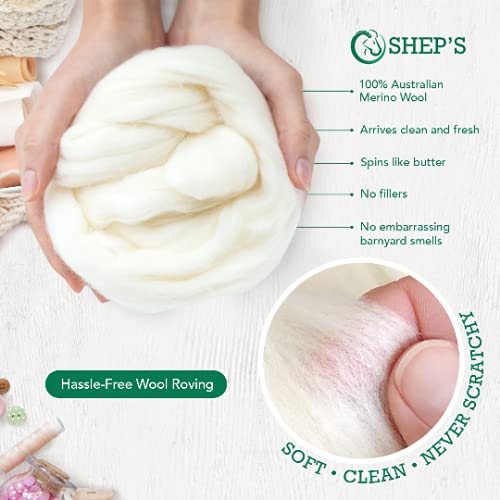 Shep's Natural White Merino Wool Top Roving Fiber - Super Soft Australian Wool for Spinning, Needle Felting & Crafting (8 lb) | Premium DIY Yarn Material for Knitting, Crochet & Handmade Projects