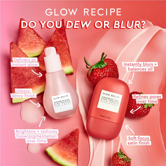 Glow Recipe Strawberry BHA Pore Smooth Blur Drops™ | Pore Minimizing & Skin Smoothing Serum for Oily & Combination Skin | Perfect for Daily Skincare Routine & Makeup Prep