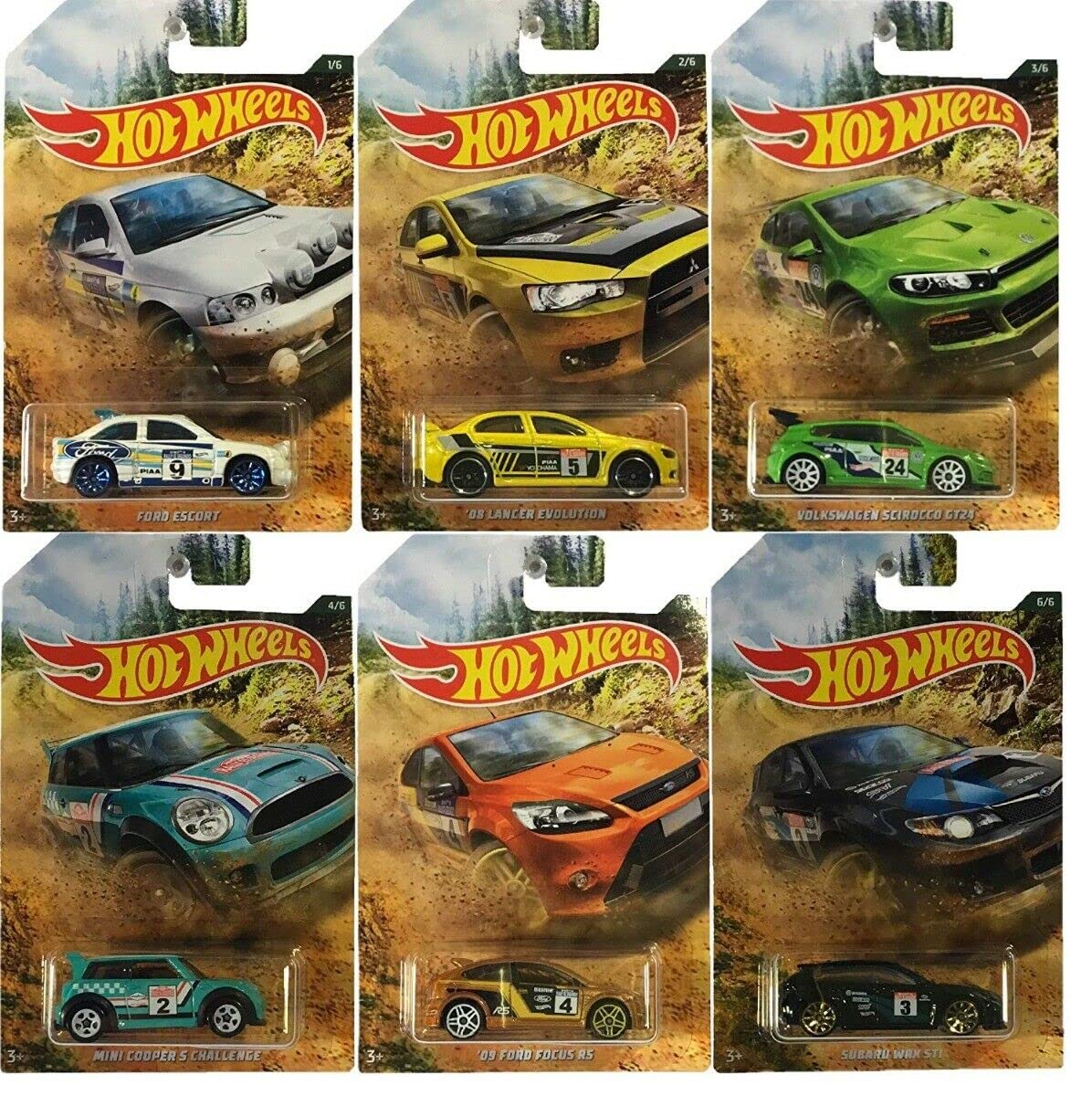 Hot Wheels 2019 Backroad Rally Series - Complete Set of 6 Diecast Cars for Kids & Collectors - Perfect for Playtime, Display & Racing Games