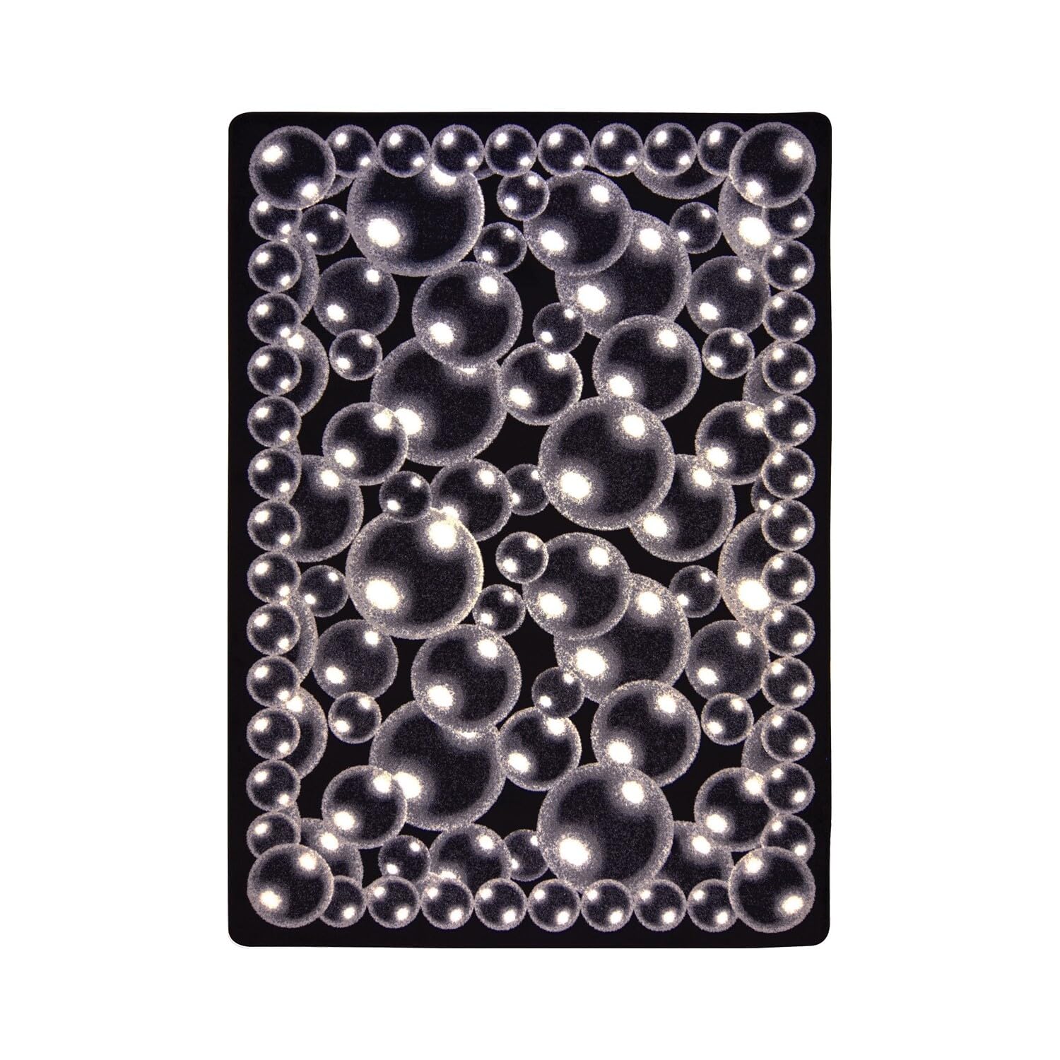 Joy Carpets Kaleidoscope Bubbles Whimsical Area Rugs - Silver Non-Slip Kids Playroom Rug for Nursery, Bedroom & Living Room Decor