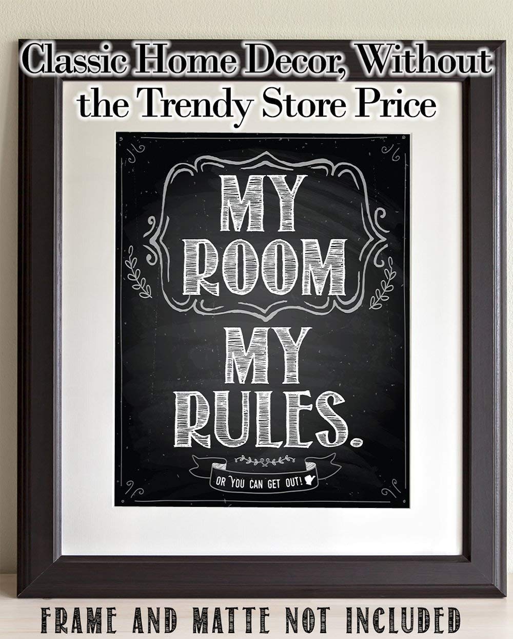 My Room My Rules - 11x14 Unframed Cool Art Print Poster for Teens - Trendy Wall Decor for Teen Bedroom & College Dorm Aesthetic - Perfect Gift for Birthday, Graduation & Room Makeover