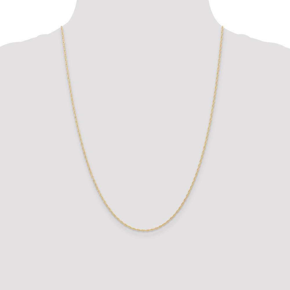 10K Yellow Gold Solid Cable Rope Chain Necklace - 1.15mm Thick, Durable & Elegant Black Bow Design for Women | Perfect for Everyday Wear, Gift Giving & Special Occasions
