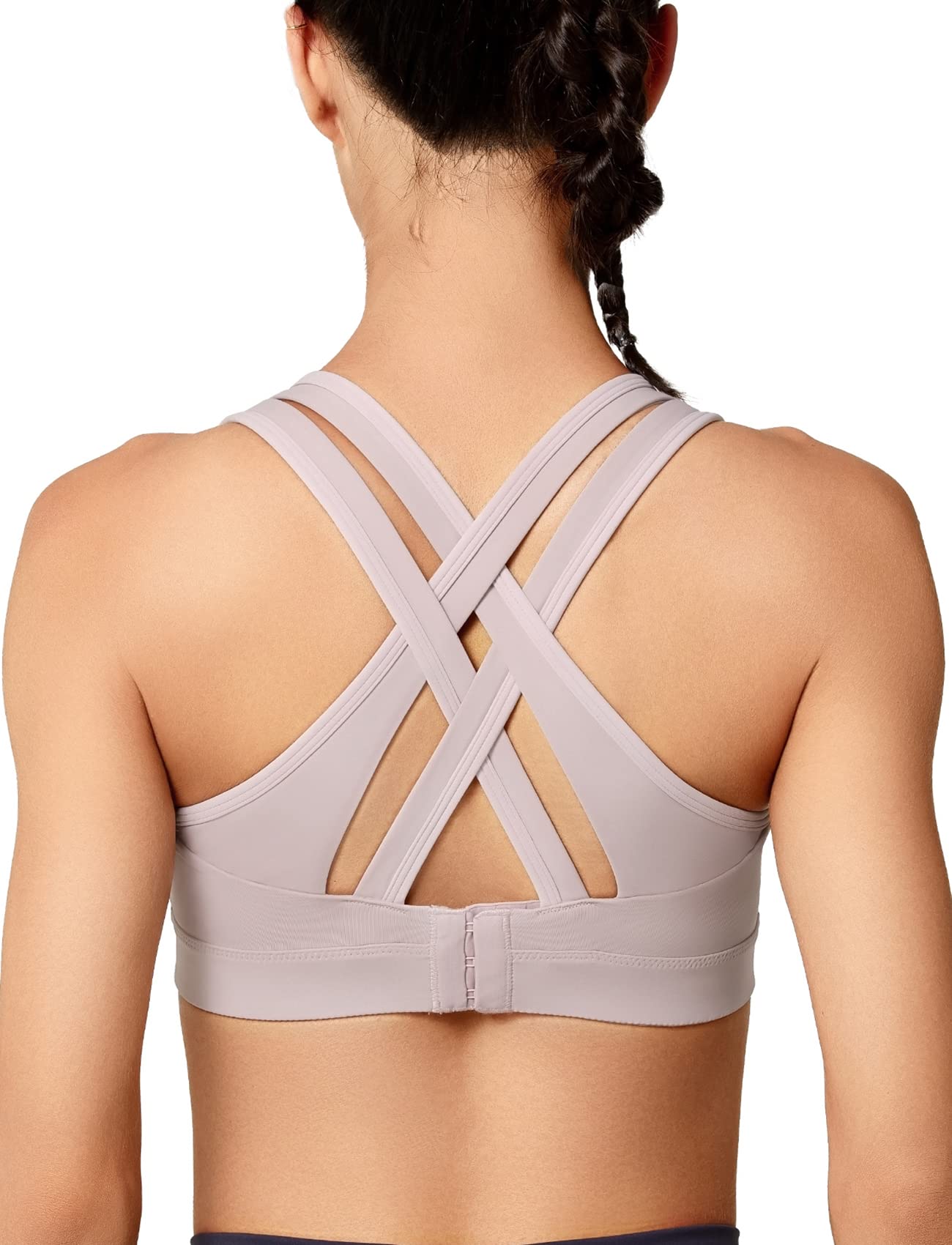 Yvette Women's High Impact Sports Bra - Criss Cross Back Support for Running, Workout & Fitness - Plus Size Activewear for Yoga, Gym & High-Intensity Training