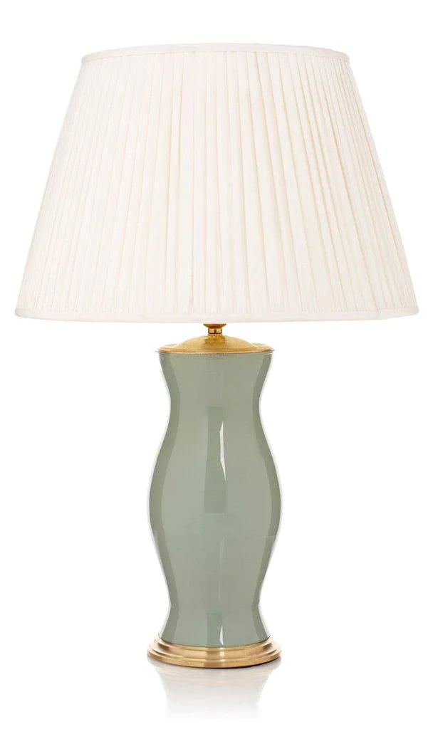 Handblown Artichoke Green Glass Table Lamp with Brass Accents - Elegant Home Decor for Living Room, Bedroom & Office Lighting