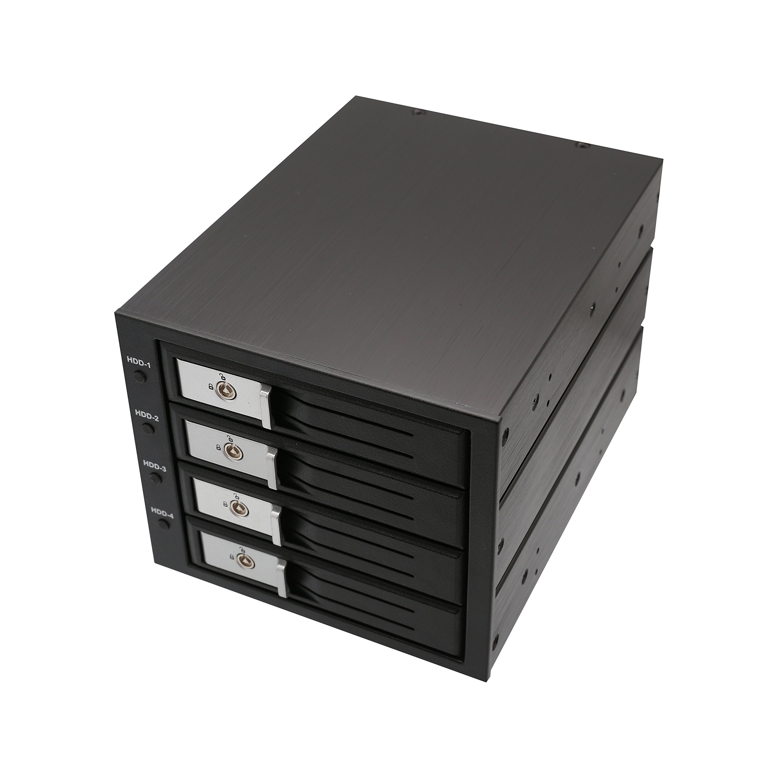 SYBA 4 Bay Trayless 3.5-Inch SATA SAS Hard Drive Enclosure with Power Control & LED Indicator - Internal Mobile Rack for Data Storage & Backup (Black) - Perfect for Home Servers, NAS Systems & PC Workstations