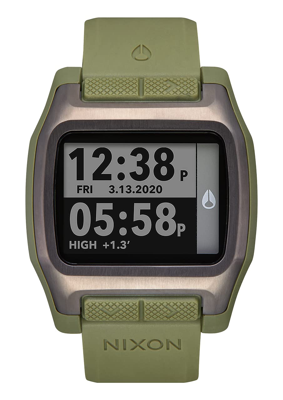 NIXON High Tide A1308 Digital Watch for Men & Women - Waterproof 100M Surf, Dive, Fishing Sports Watch - Adjustable 44mm Face & 23mm PU Strap - Perfect for Beach, Swimming & Outdoor Adventures