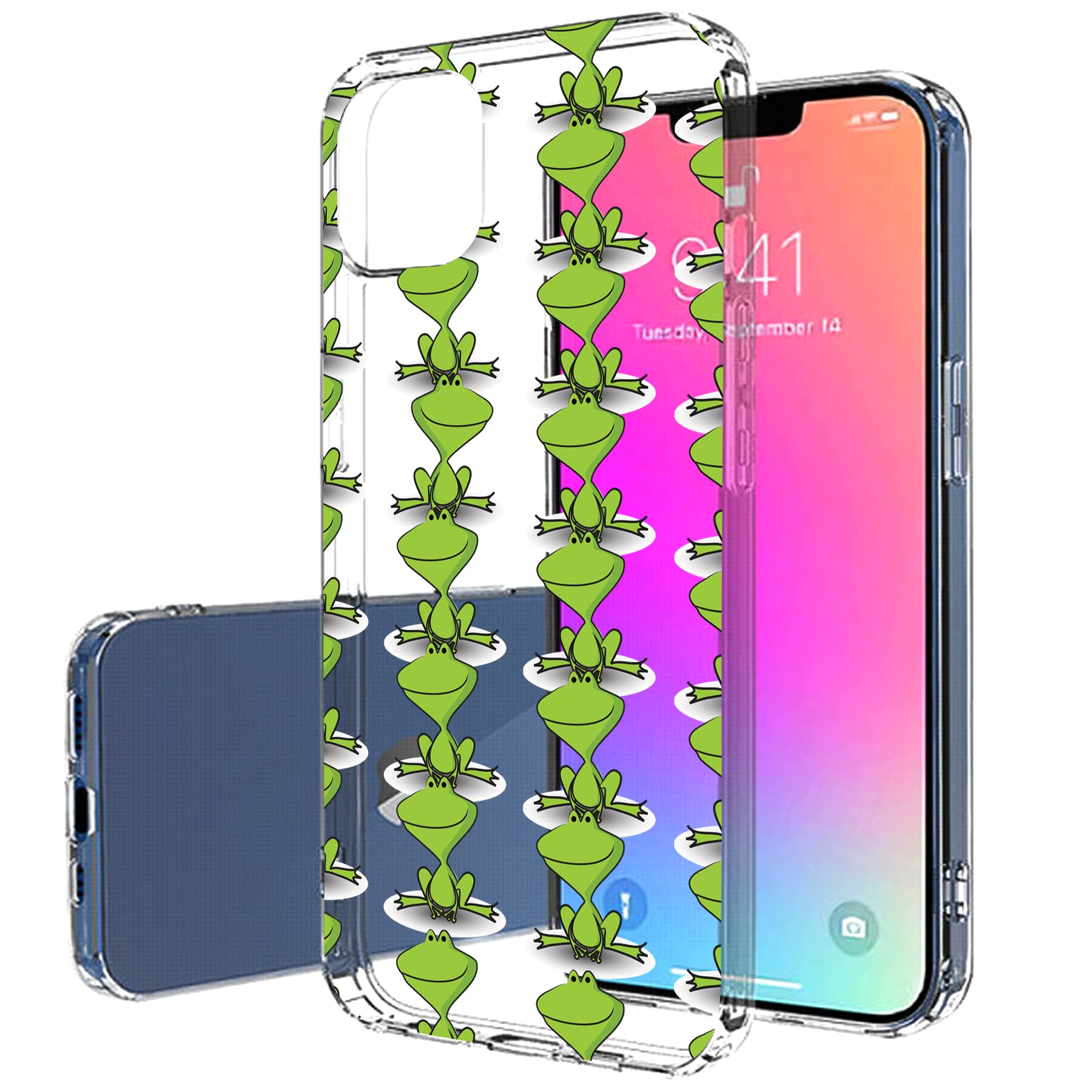 Slim Thin Gel TPU Case for Apple iPhone 13 Pro Max - Lightweight Flexible Soft Anti-Scratch Frog Print Phone Cover | Perfect for Daily Use, Travel & Outdoor Protection
