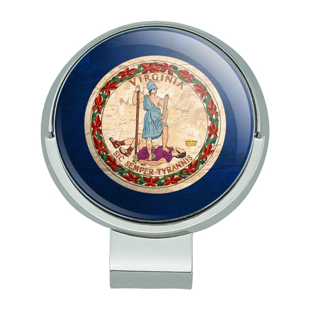 Vintage Distressed Virginia State Flag Golf Hat Clip with Magnetic Ball Marker - Patriotic USA Accessory for Golfers & Sports Fans