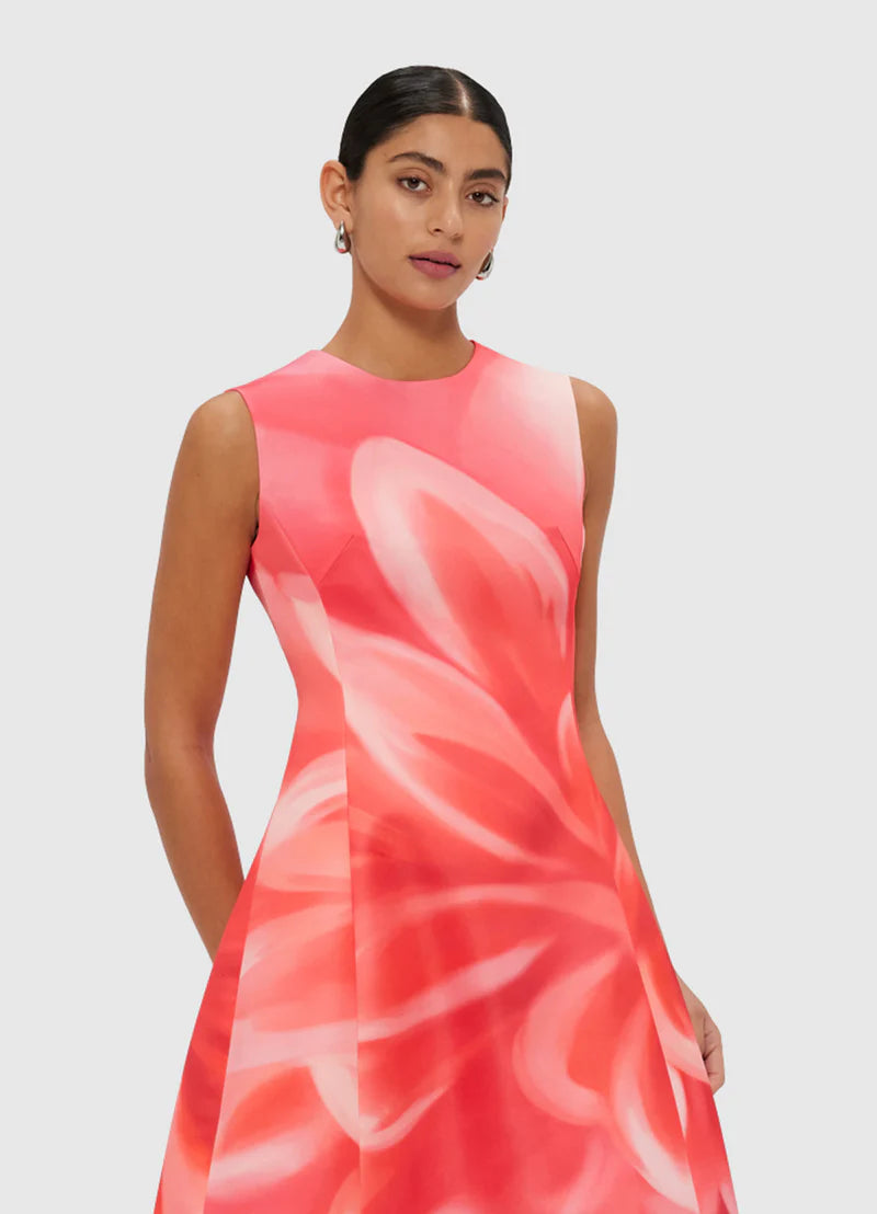 Cleo Sleeveless Midi Dress with Prism Print - Flowy Summer Dress for Beach Vacation, Cocktail Party & Date Night