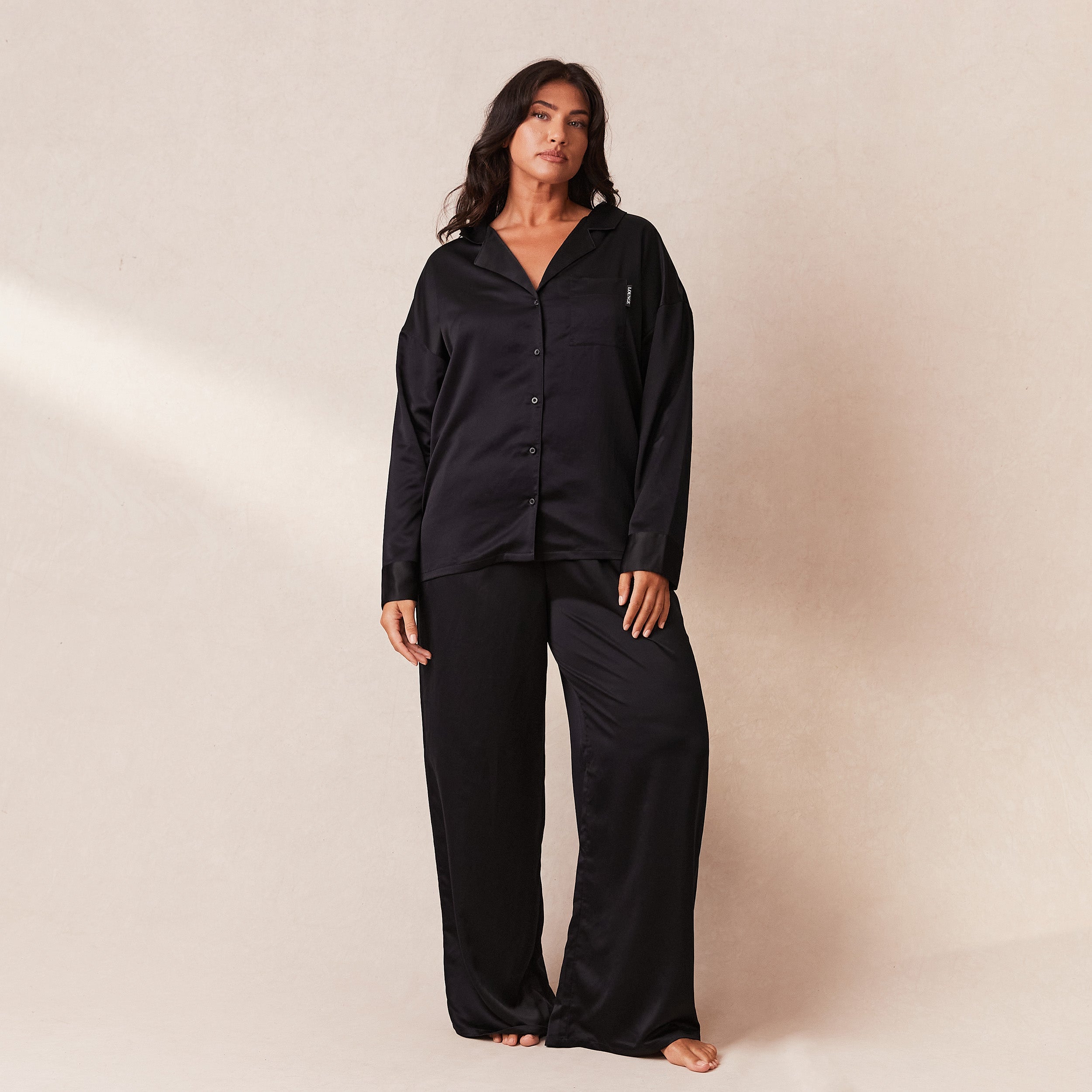 Classic Black Satin Pyjama Pants for Women - Soft & Comfortable Sleepwear for Lounge & Bedtime