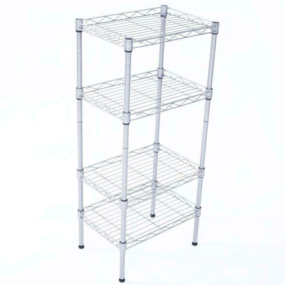 4-Tier Metal Storage Shelf - Heavy Duty Kitchen Organizer, Home Standing Rack for Pantry, Closet, Garage & Office - Perfect for Storing Books, Fabrics & Household Items