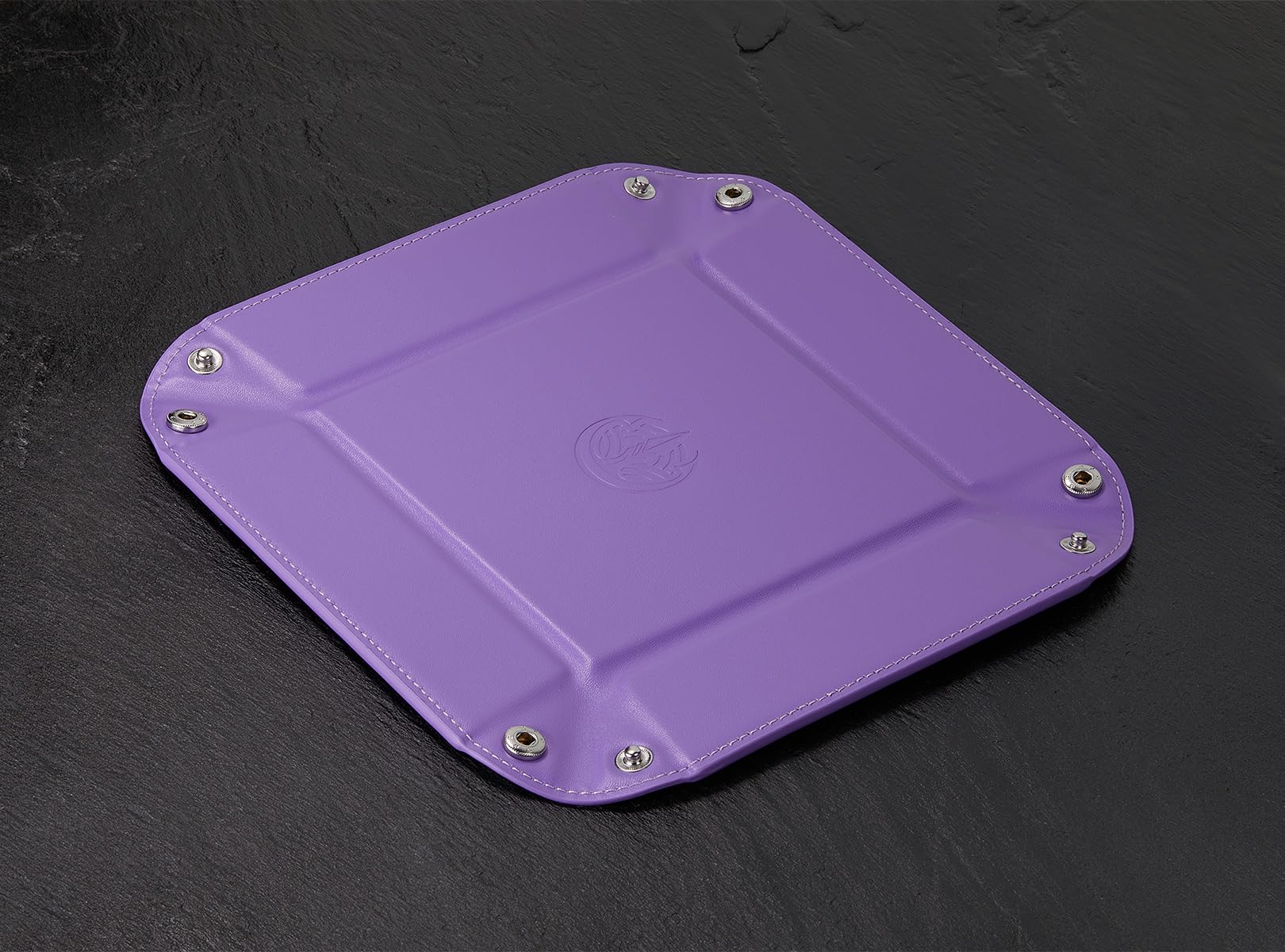PU Leather Jewelry Tray & Valet Organizer - Women's Catchall Tray for Keys, Wallet, Coins & Travel Essentials | Elegant Purple Desktop Decor for Bedroom, Dresser & Vanity