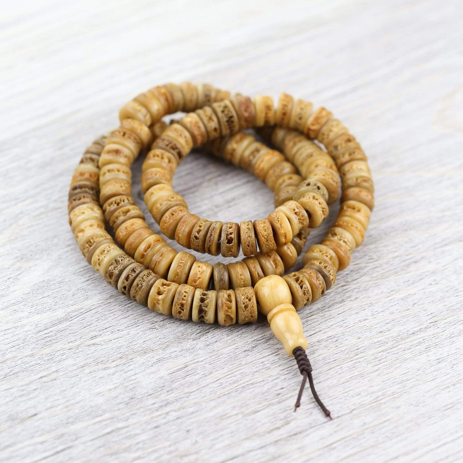 Authentic Himalayan Bone Bead Mala Necklace - 108 Prayer Beads for Meditation, Yoga & Spiritual Healing - Handcrafted Buddhist & Hindu Prayer Jewelry for Mindfulness Practice