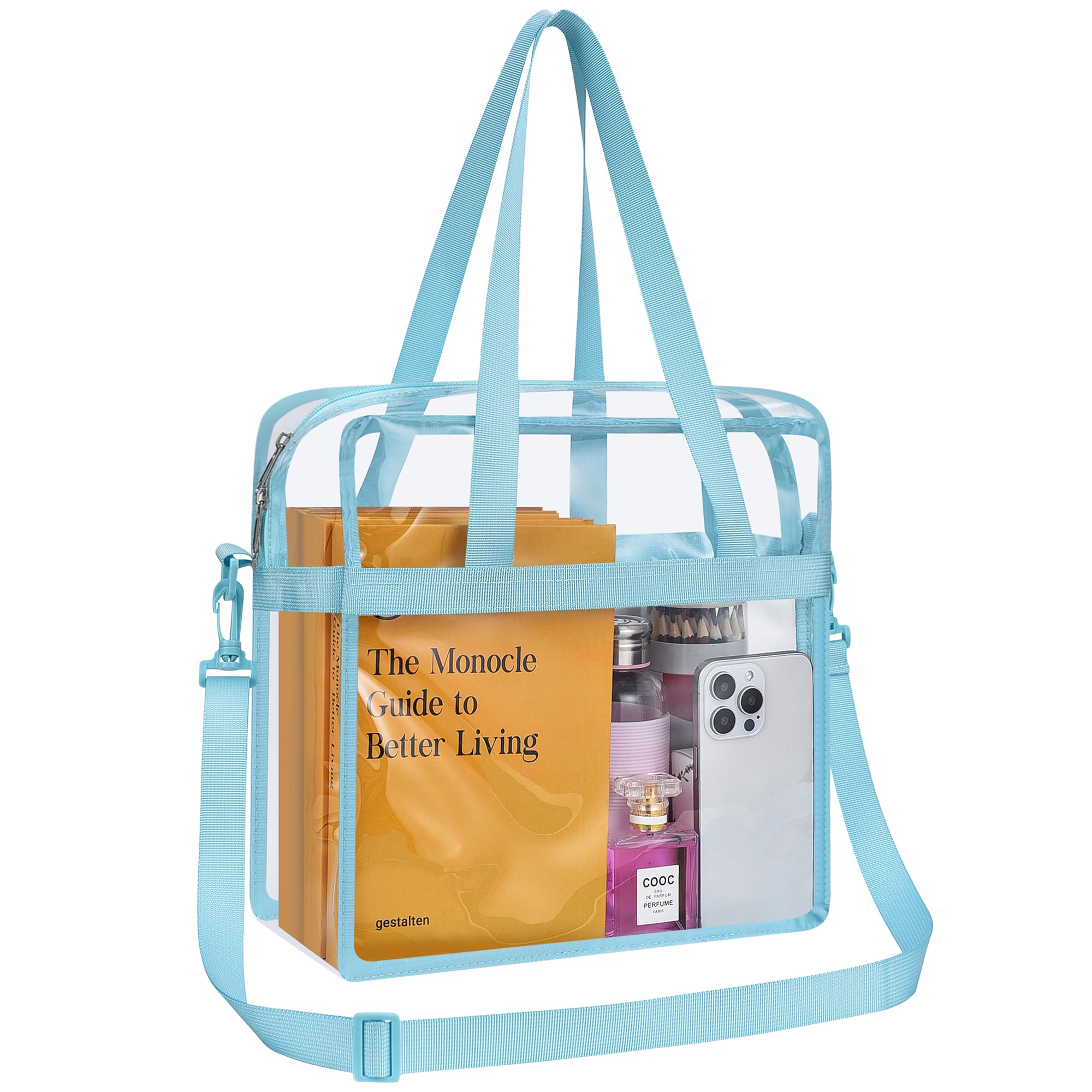 Clear Stadium Approved Tote Bag with Adjustable Straps - Transparent Purse for Concerts, Sports Events, Work & Travel - Perfect for NFL Games, Airport Security & Music Festivals