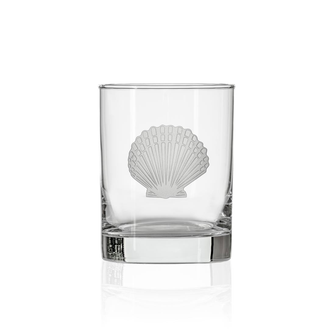 Premium 13oz Scallop Shell Double Old Fashioned Whiskey Glasses Set of 4 - Elegant Crystal Barware for Bourbon, Scotch & Cocktails - Perfect for Home Bars, Gifts & Entertaining