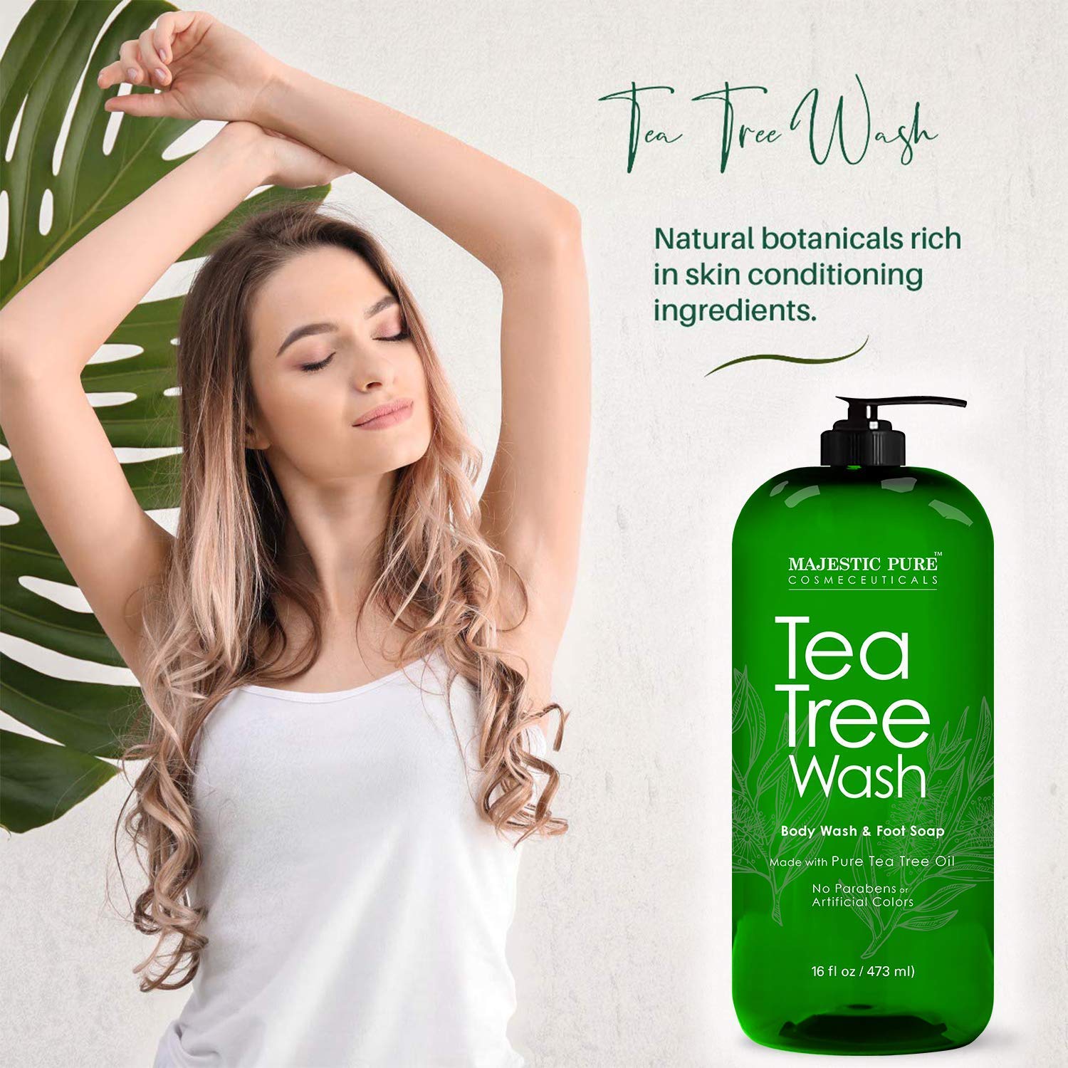 Majestic Pure Tea Tree Body Wash & Athlete's Foot Cream Set - Natural Antifungal & Antibacterial Shower Gel for Men & Women - Perfect for Gym, Sports & Daily Hygiene