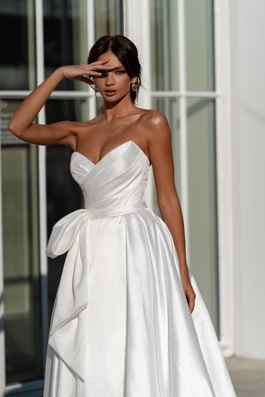 Strapless Ball Gown Slim Slit Satin Prom Dress for Women | A-Line Wedding & Formal Evening Gown | Perfect for Prom, Homecoming, Black Tie Events & Bridal Parties