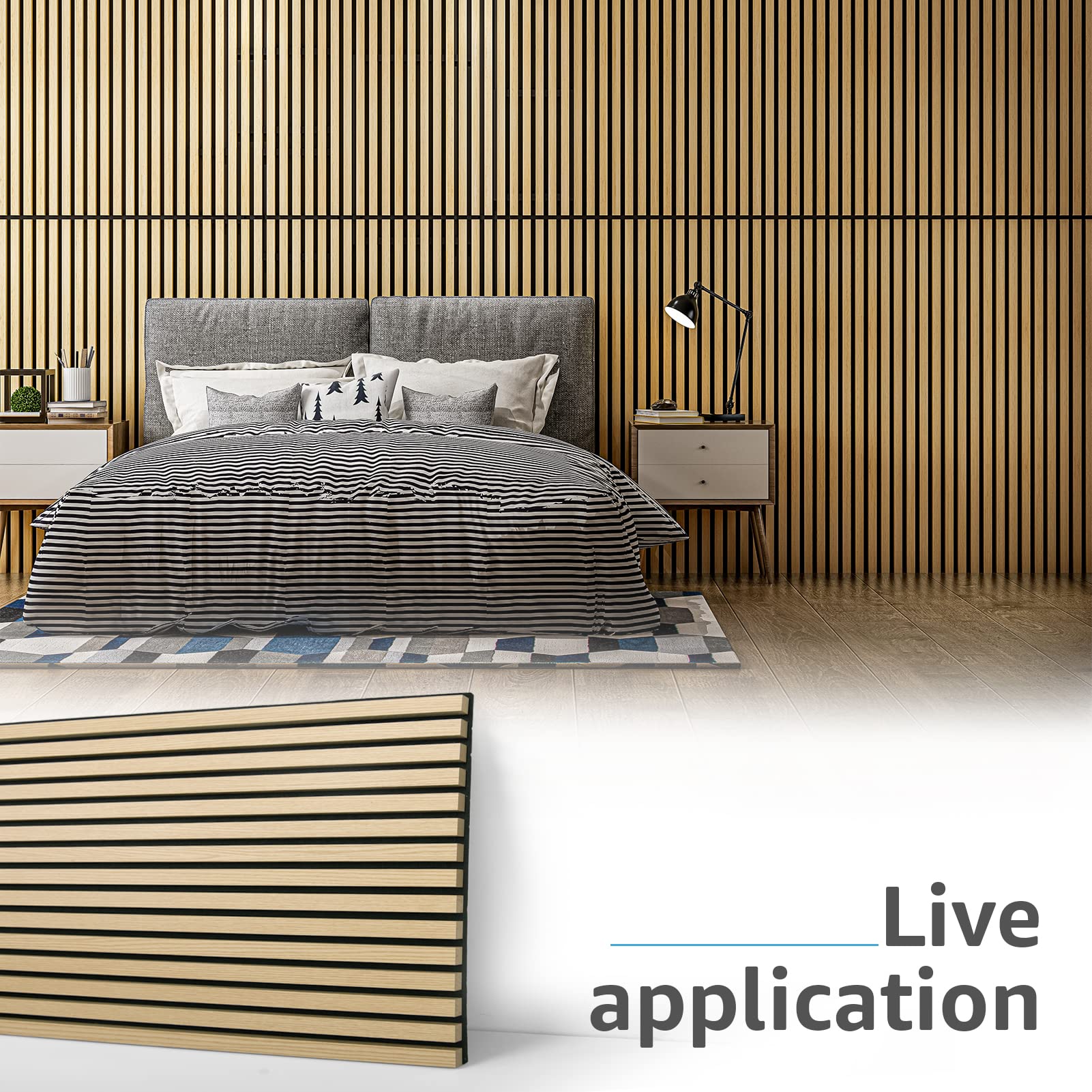 Art3d 2 Pack Wood Slat Acoustic Panels for Wall & Ceiling - 3D Fluted Sound Absorbing Panels with Natural Oak Finish - Home Theater, Office, Studio & Music Room Noise Reduction Solution