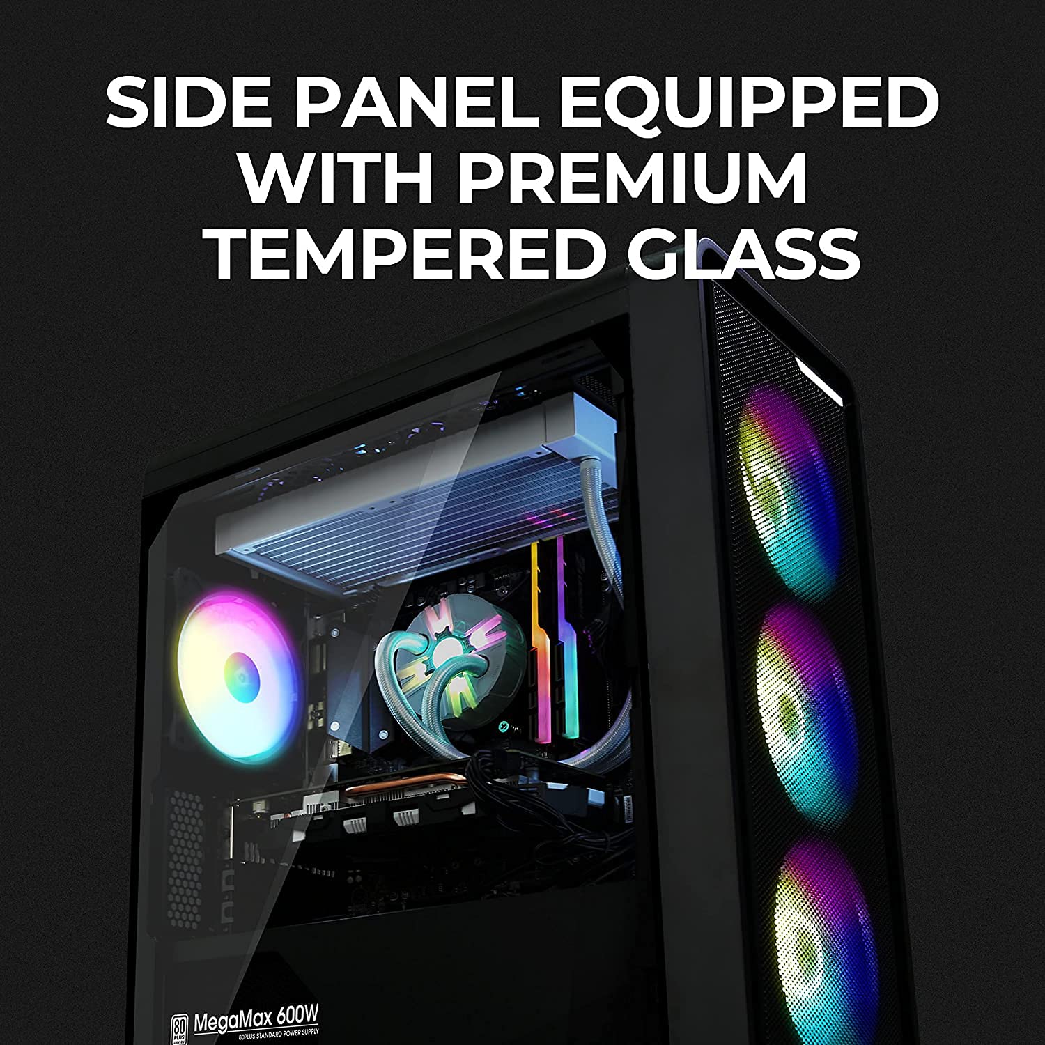 Zalman M3 Plus Mini Tower PC Case - Black RGB Tempered Glass for Gaming & Workstation Setup | Compact ATX Mid Tower with LED Lighting for Home & Office Use