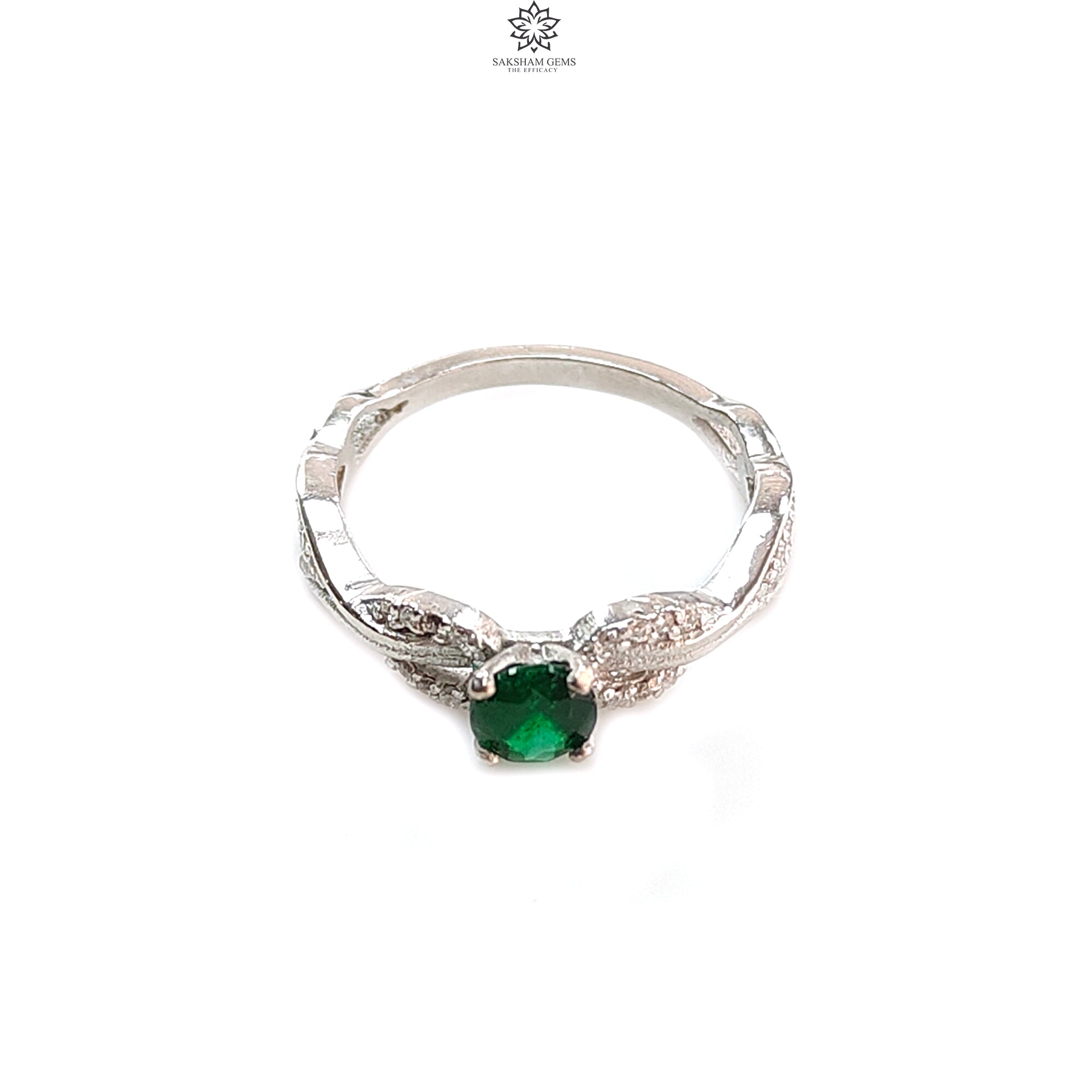 Natural Untreated Emerald Faceted Silver Ring - 2.19gms Round Cut 925 Sterling Silver Prong Set Ring Size 6.5 US | Elegant Jewelry Gift for Women, Anniversary & Special Occasions