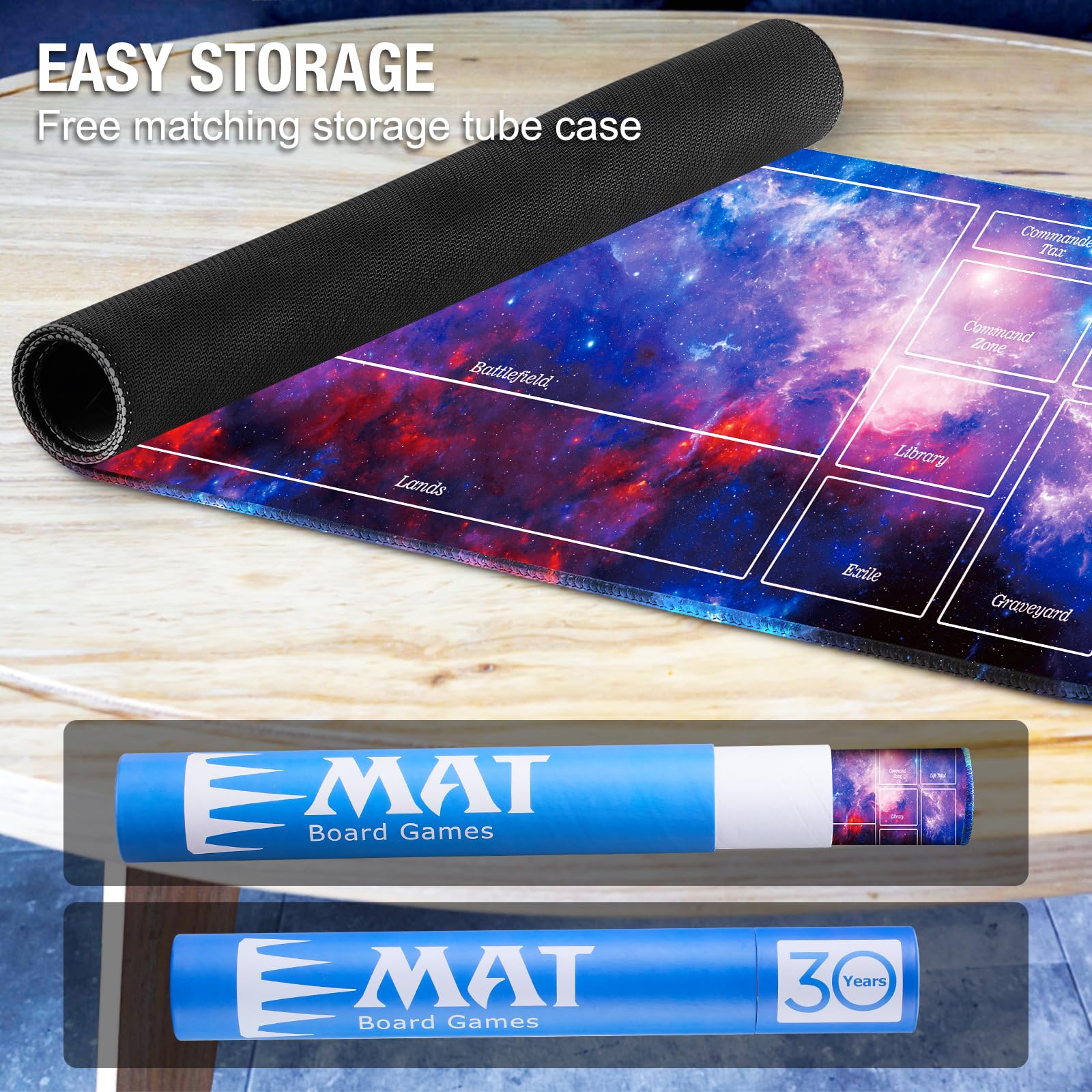 Premium Stitched MTG Playmat for Magic: The Gathering - Non-Slip Gaming Mat with Carry Tube Case - Starry Zones Design - Perfect for MTG Tournaments, Casual Play & Card Game Nights