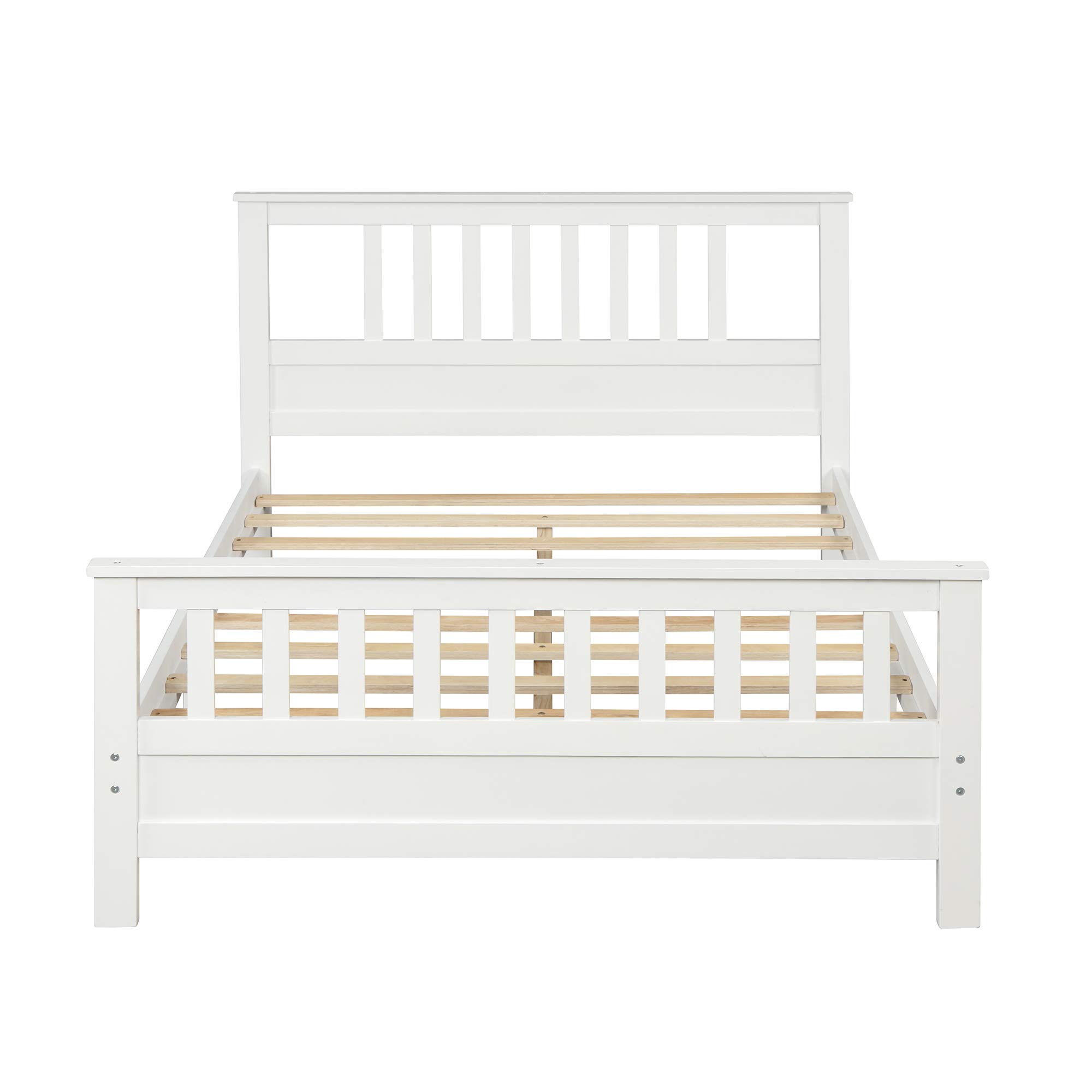 Merax Full Size Wood Platform Bed Frame with Headboard & Footboard - Sturdy Wood Slat Support, Easy Assembly, No Box Spring Needed - Perfect for Bedrooms, Guest Rooms & Dormitories (White)