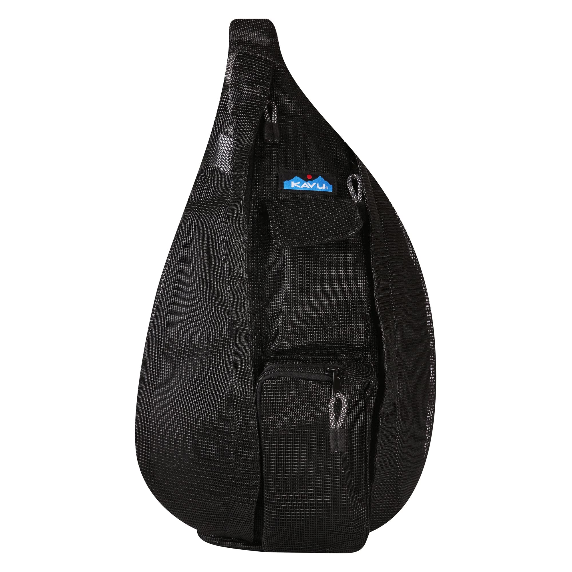 KAVU Beach Rope Bag Mesh Crossbody Sling Backpack - Lightweight & Durable for Travel, Hiking, Festival & Outdoor Adventures (Black)