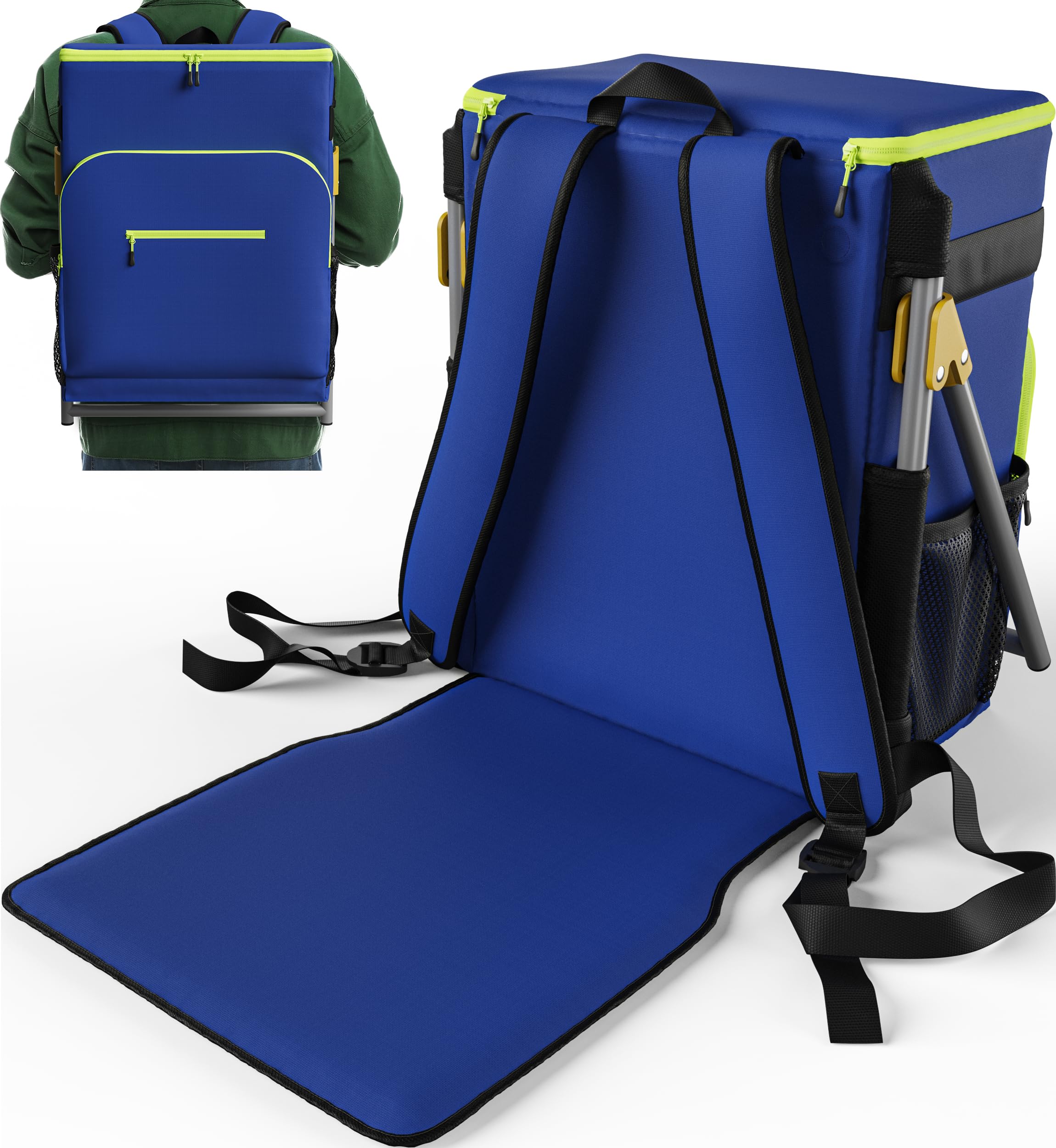 Everlasting Comfort 2-in-1 Insulated Cooler Backpack with Built-in Folding Chair - Leakproof & Spacious for Camping, Picnics, Beach Outings - Portable, Durable Cooler Bag for Outdoor Adventures, Tailgating & Hiking