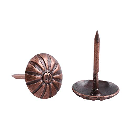 100-Piece Vintage Bronze Upholstery Nails Kit - 11x16mm Antique Decorative Studs for Furniture, Sofa, Shoes & Door Trim - DIY Upholstery Tacks & Metal Pins Assortment for Home Decor Projects