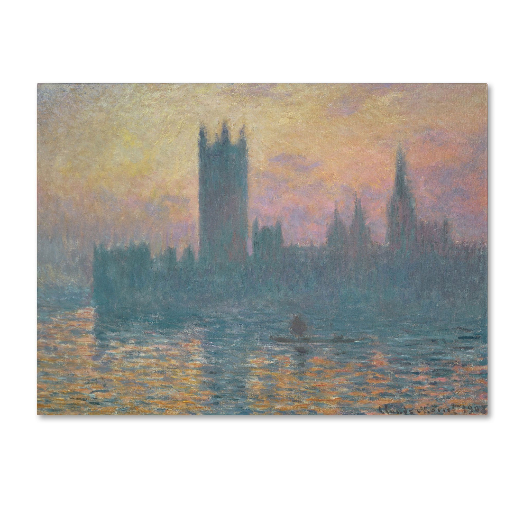 Claude Monet The Houses of Parliament Sunset Painting - 24x32 Inch Fine Art Reproduction - Wall Decor for Living Room, Office & Gallery