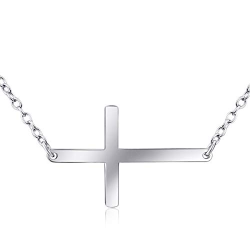 BVELA 925 Sterling Silver Cross Pendant Necklace for Women & Teen Girls - Religious Jewelry Gift for Easter, Baptism, Confirmation & Daily Wear