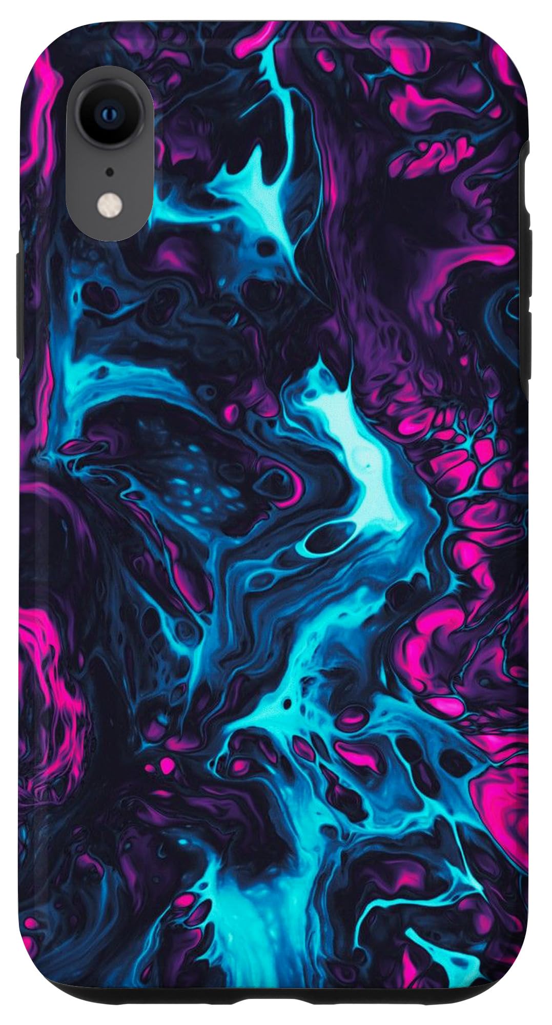 Colorful iPhone XR Phone Case - Pink & Blue Cotton Candy Tie Dye Swirls Design, Slim Protective Cover for Women & Girls - Perfect for School, Work & Everyday Use