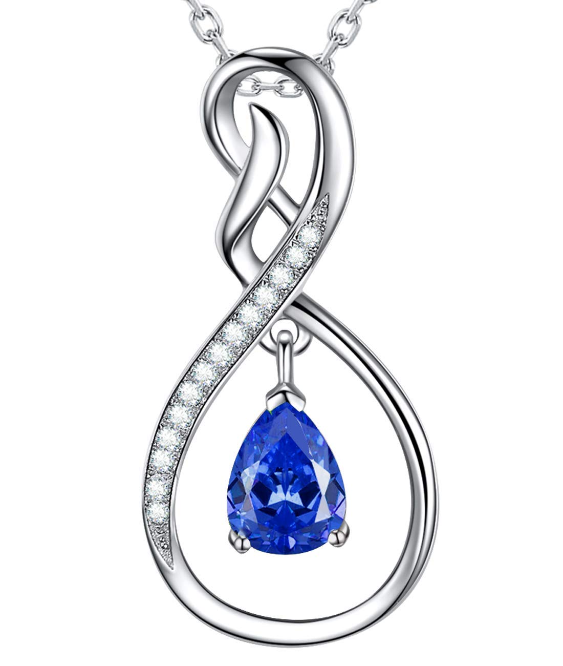 Forever Love Infinity Necklace for Women - April & May Birthstone Jewelry with Simulated Diamond & Emerald - 925 Sterling Silver Birthday Gift for Wife, Mom, Her - Perfect for Anniversaries, Valentine's Day & Special Occasions
