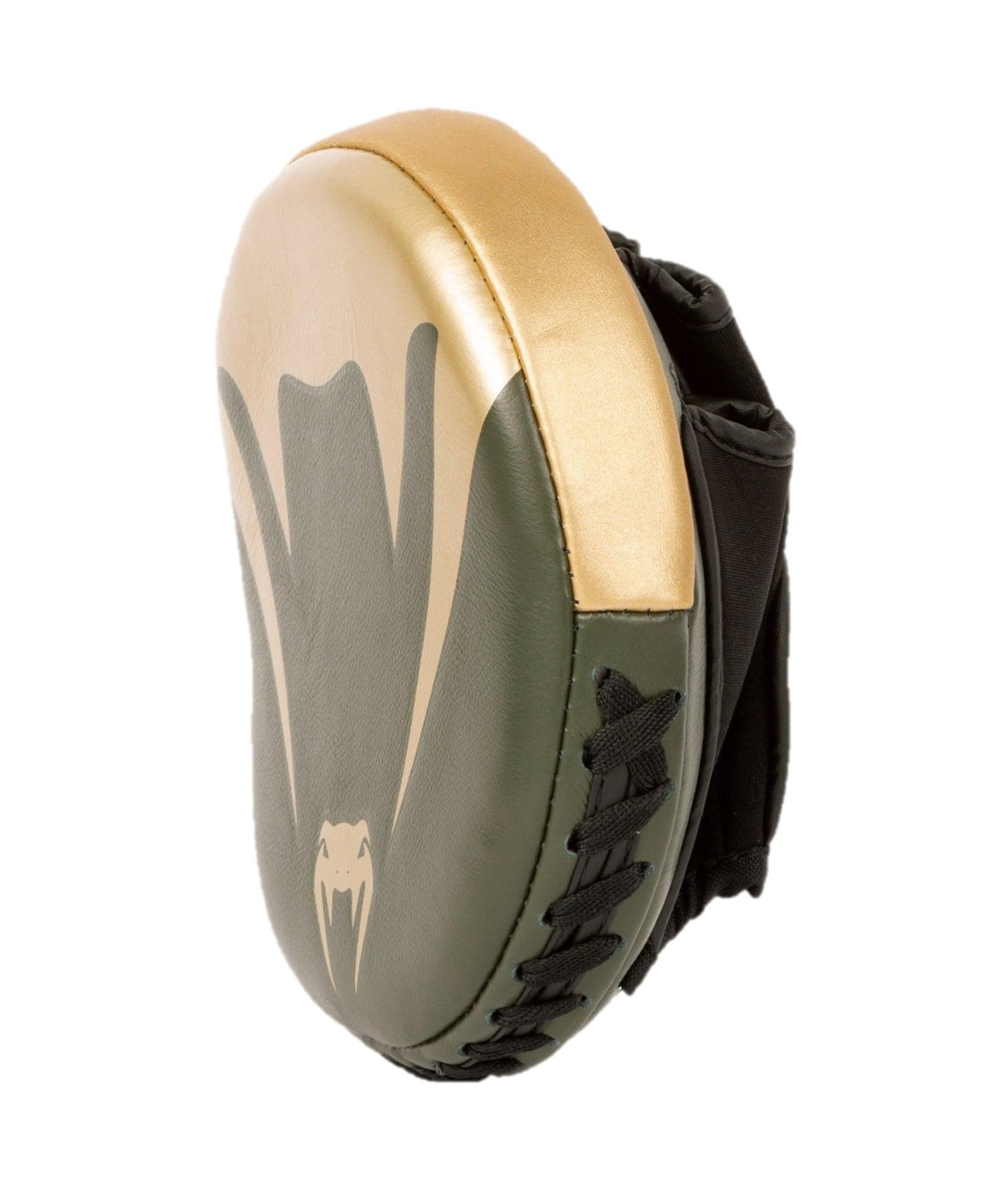 Venum Pro Boxing Mini Curved Punch Mitts (Pair) - Khaki/Gold | MMA Training Gloves for Speed & Accuracy | Perfect for Boxing Drills, Pad Work & Combat Sports Training
