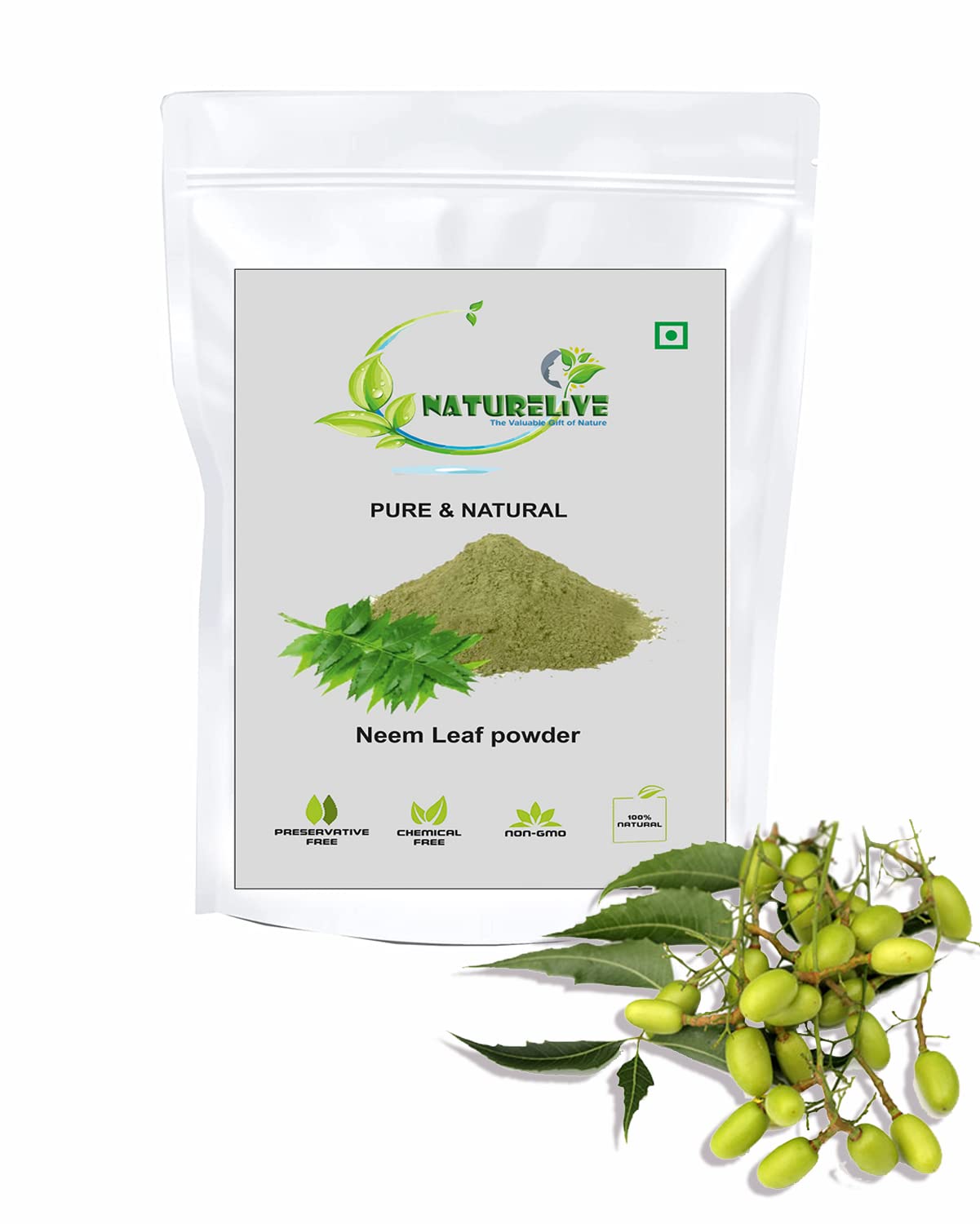 NATURELIVE ® 100% Organic Pure Neem Leaves Powder (200g) - USDA Certified for Skin Care, Hair Growth & Face Treatment - Natural Ayurvedic Remedy for Acne, Dandruff & Scalp Health - Perfect for DIY Beauty Masks & Herbal Remedies
