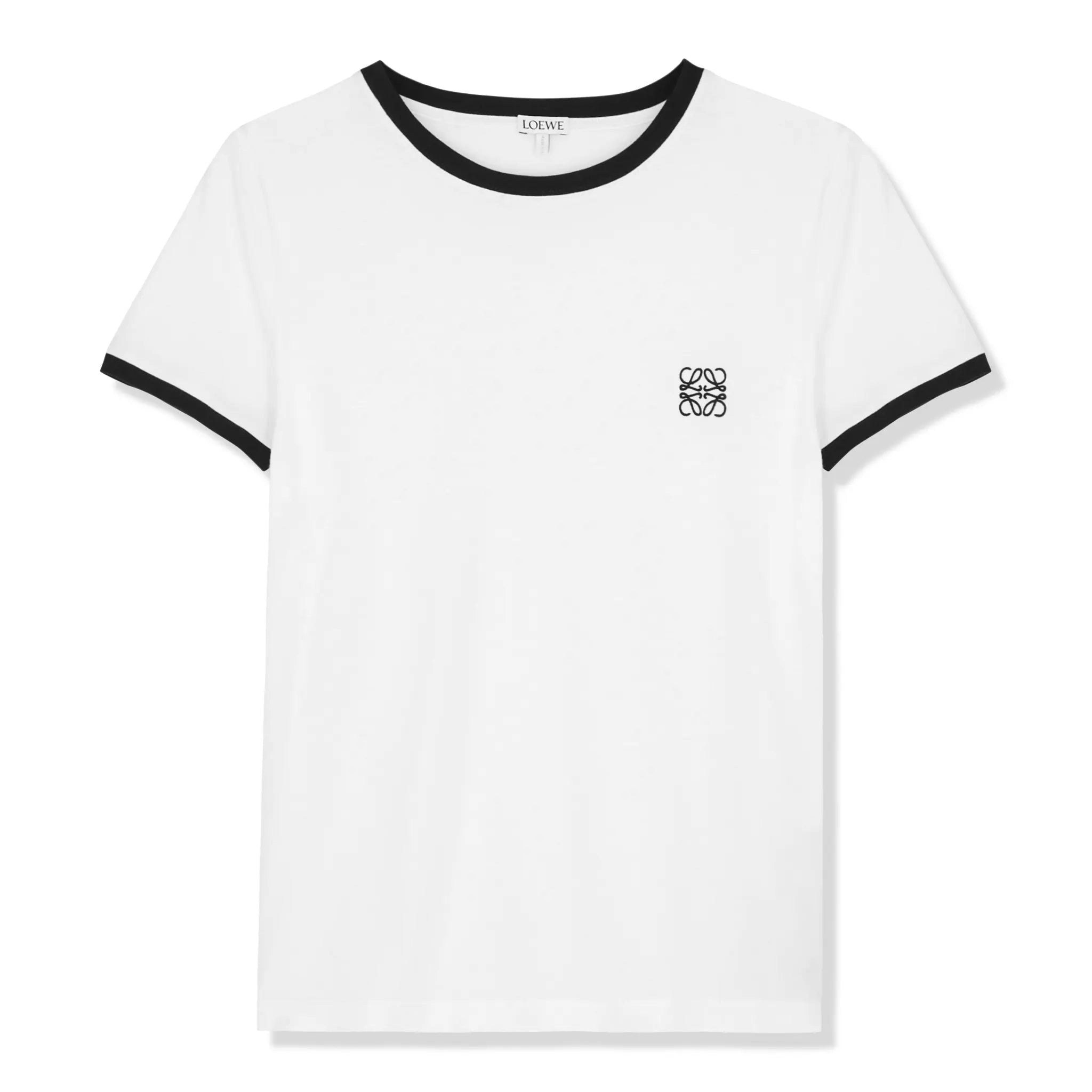 Loewe Anagram Embroidered White and Black Cotton T-Shirt for Men - Casual Wear, Street Style & Everyday Outfits