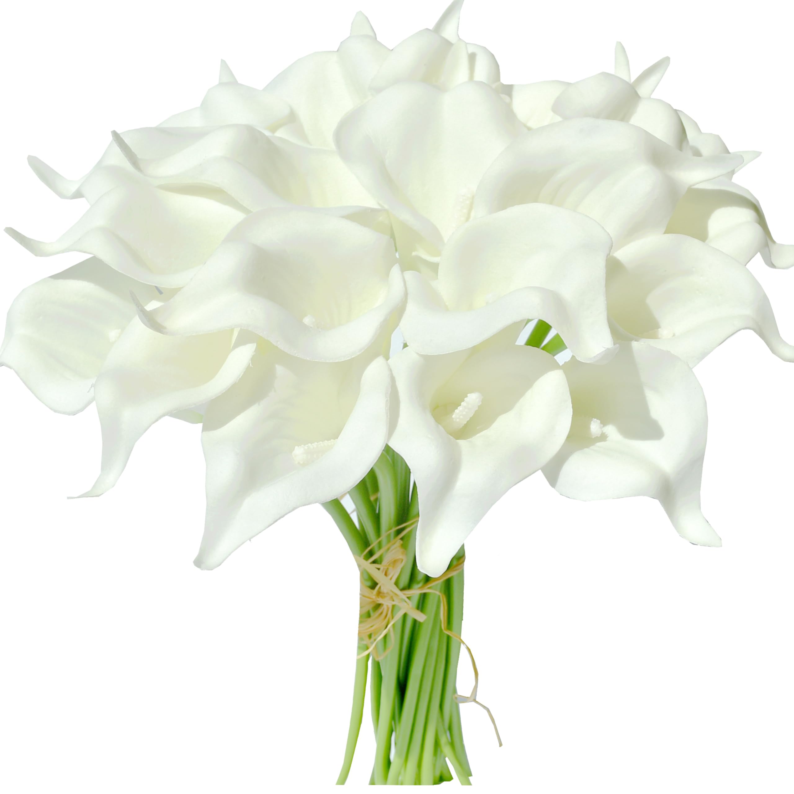 20pcs Pure White Artificial Calla Lily Silk Flowers 13.5