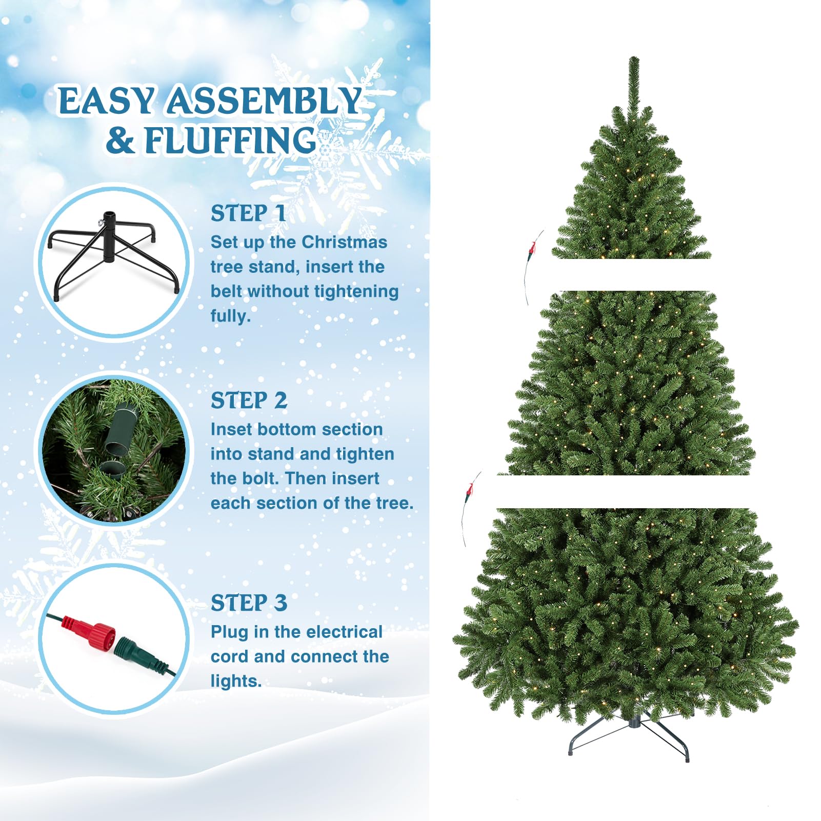 WBHome 5ft Pre-Lit Premium Spruce Artificial Christmas Tree with 200 LED Lights, 539 Branch Tips - Perfect for Living Room, Office & Holiday Decorations