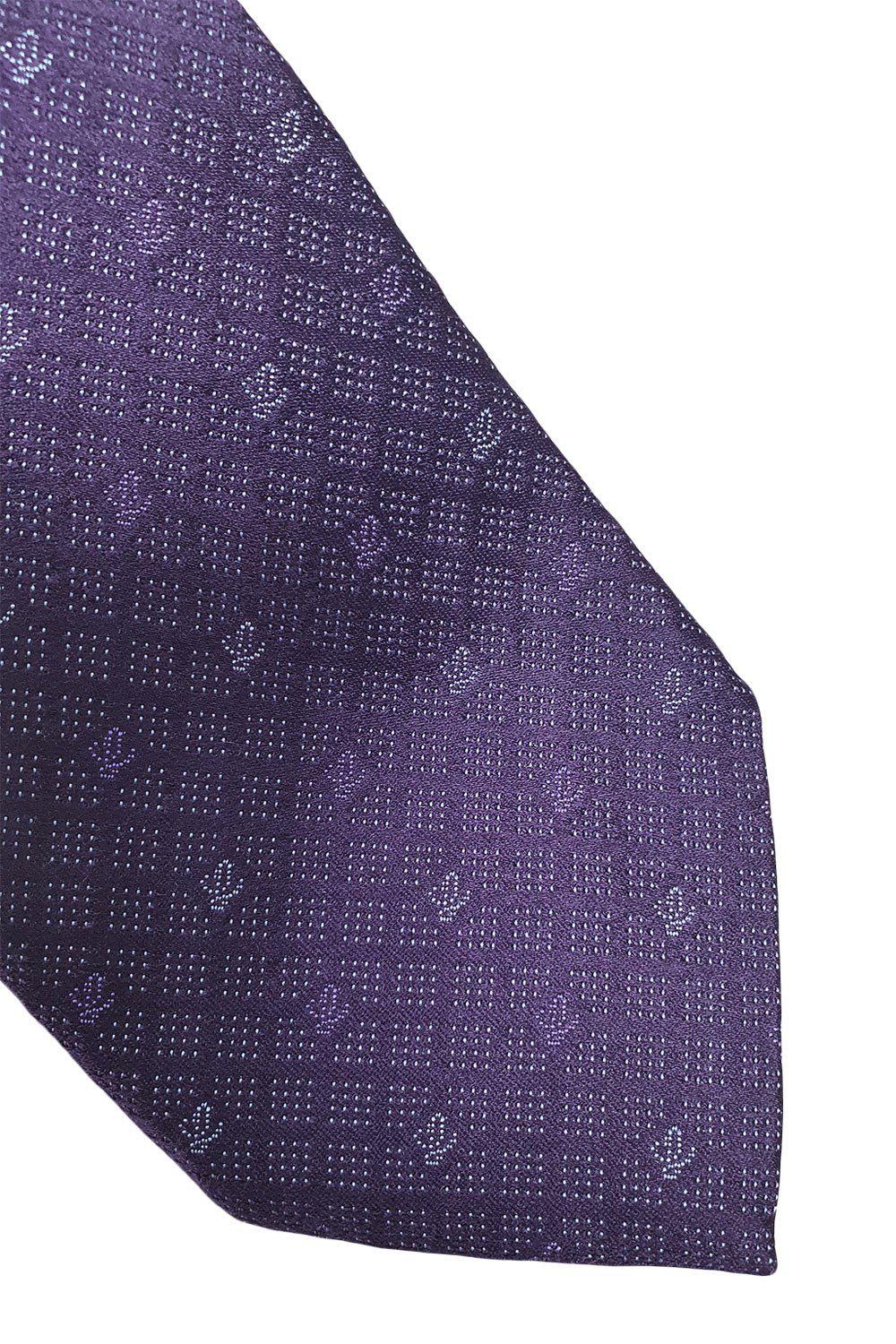 LOEWE 100% Silk Purple Necktie with Silver Polka Dots & Logo Pattern (60