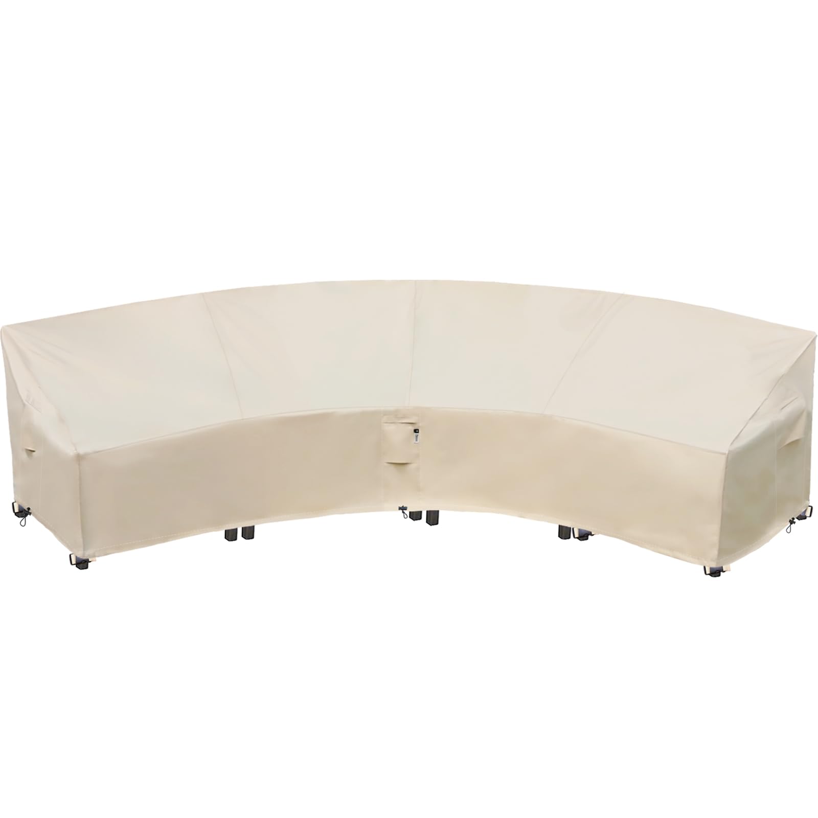 Waterproof 600D Half Moon Patio Sectional Sofa Cover - 190/128 Inch Outdoor Furniture Protector for Garden, Lawn & Winter Use | Heavy-Duty Reinforced Curved Couch Cover for Sectionals, Weatherproof Outdoor Furniture Protection