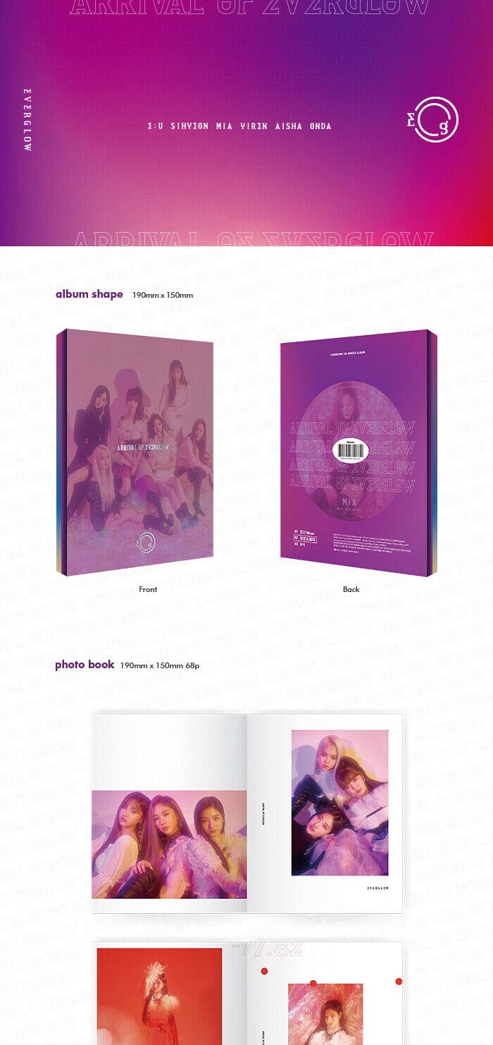 EVERGLOW ARRIVAL OF EVERGLOW K-Pop Album with CD, 68-Page Photo Book, 2 Postcards, 2 Stickers, 1 Photocard & Free Tracking Code - Perfect for K-Pop Fans, Collectors and Gift Giving