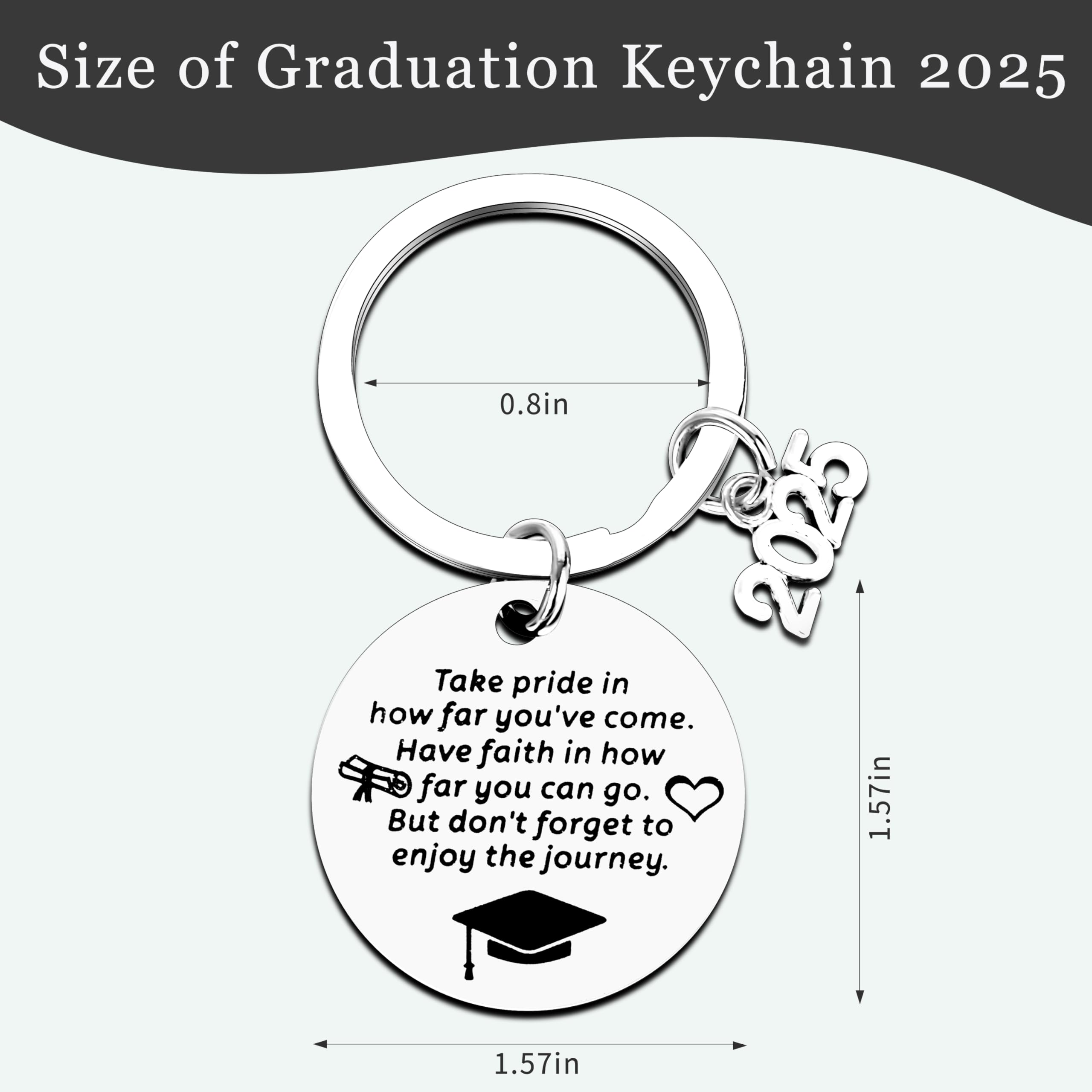 2025 Graduation Keychain - Inspirational Gift for Him, Her, Boys & Girls - Class of 2025 Graduation Present - Perfect for High School & College Graduation Ceremonies, Parties & Keepsakes