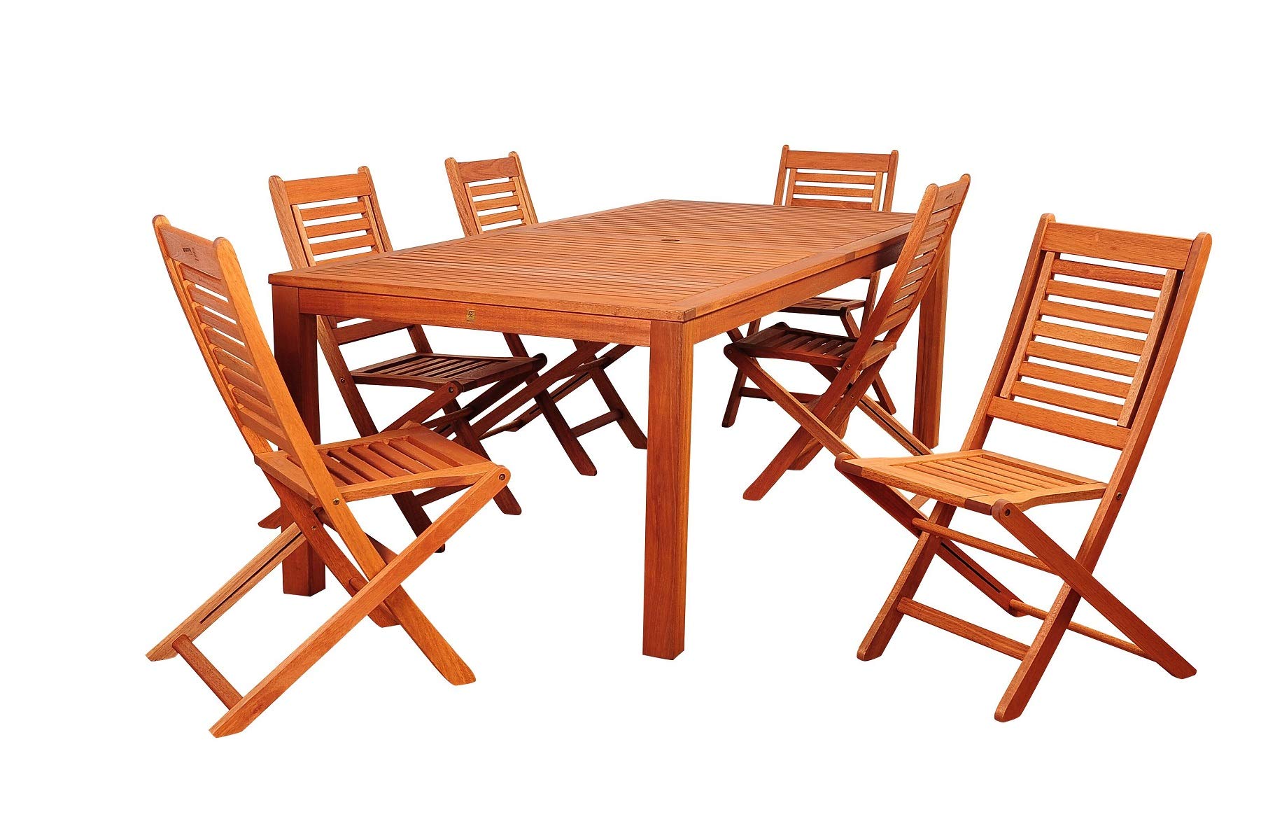 7-Piece Brown Bradford Eucalyptus Rectangular Outdoor Patio Dining Set with 88