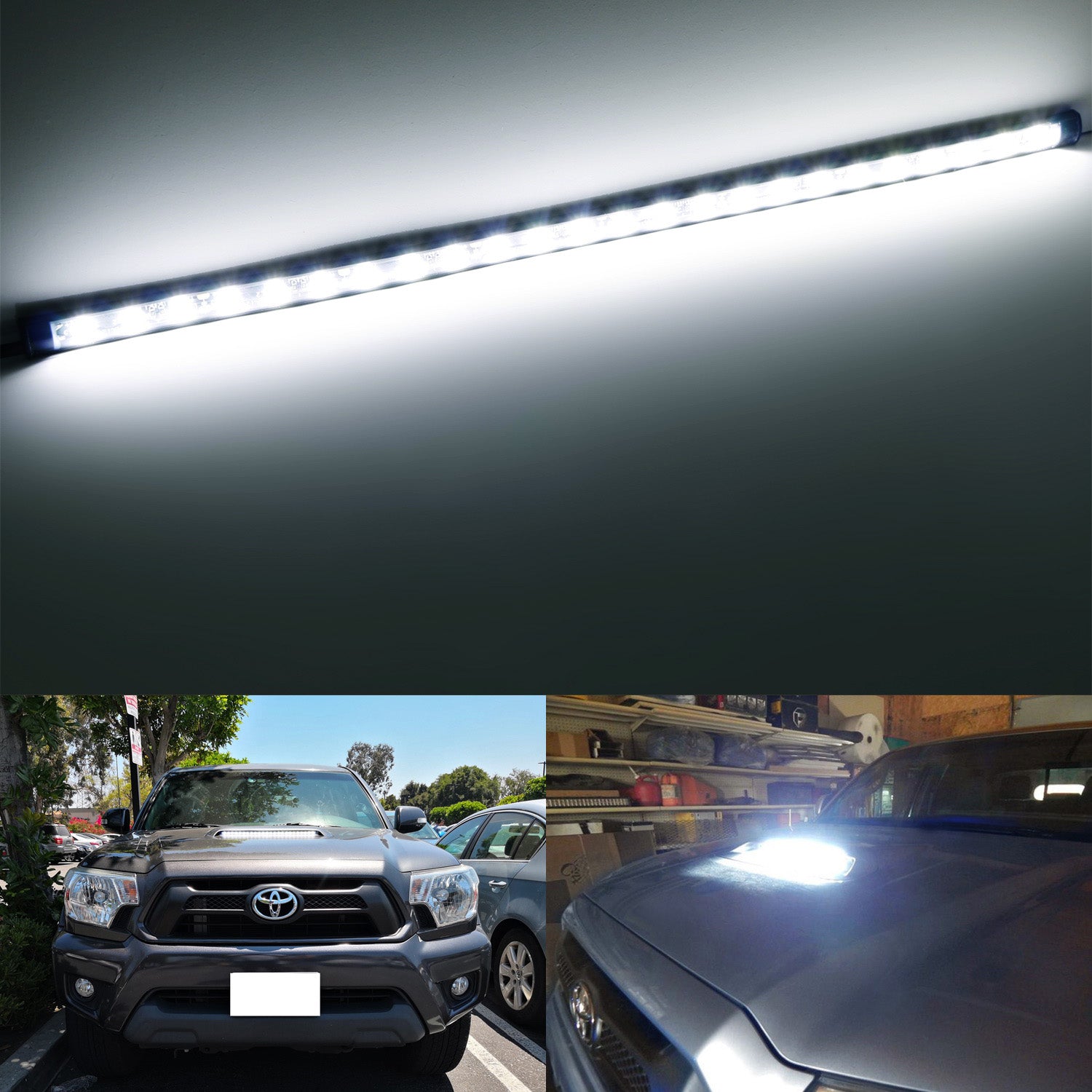 Flexible LED Hood Bulge Light Strip for 2012-2015 Toyota Tacoma with Hood Scoop - Waterproof DRL Daytime Running Lights - Perfect for Off-Roading, Night Driving & Custom Truck Lighting