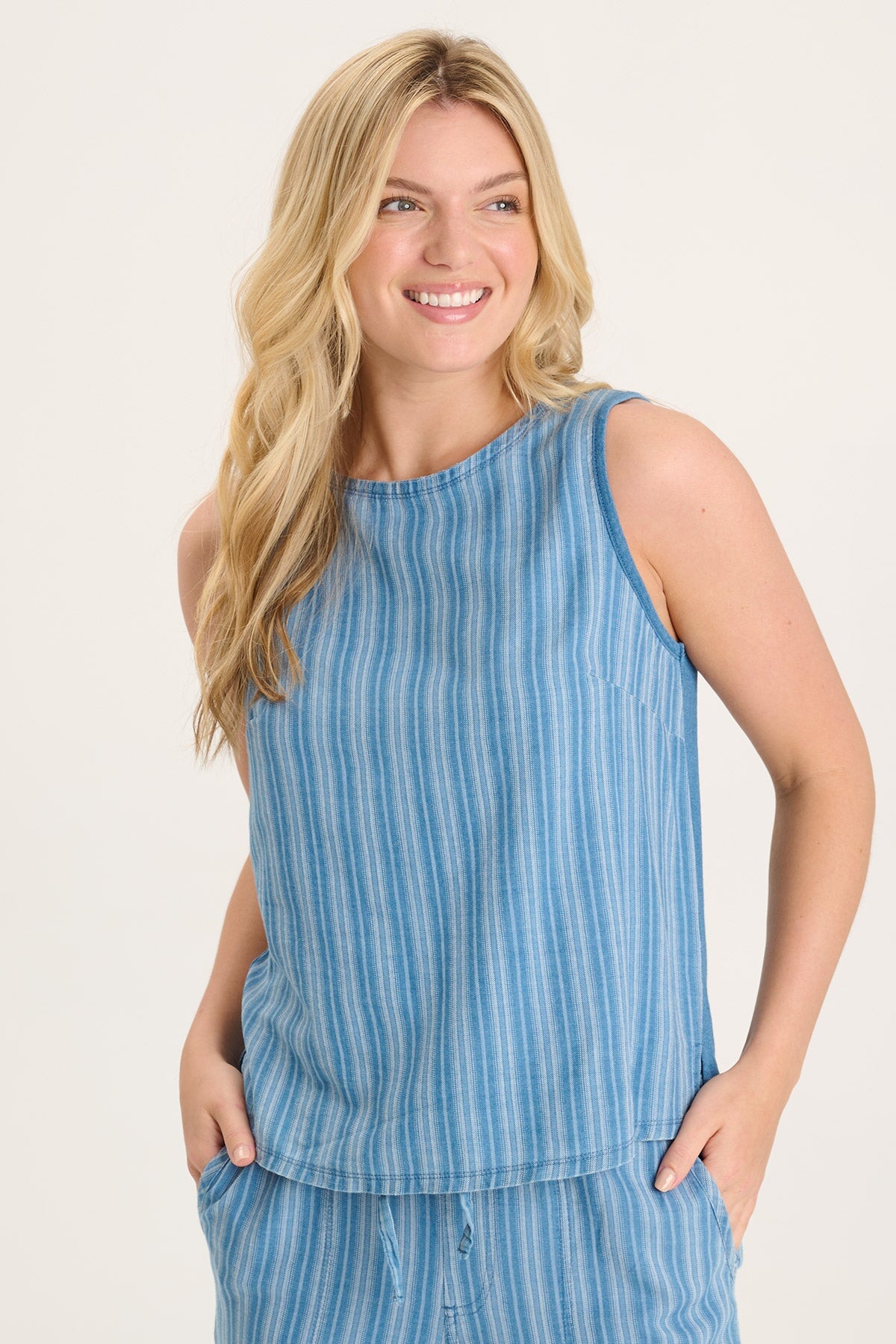 Gatlin Tank Top for Women - Soft Stretch Indigo Blue Casual Shirt - Perfect for Summer Outfits, Beach Wear, and Layering
