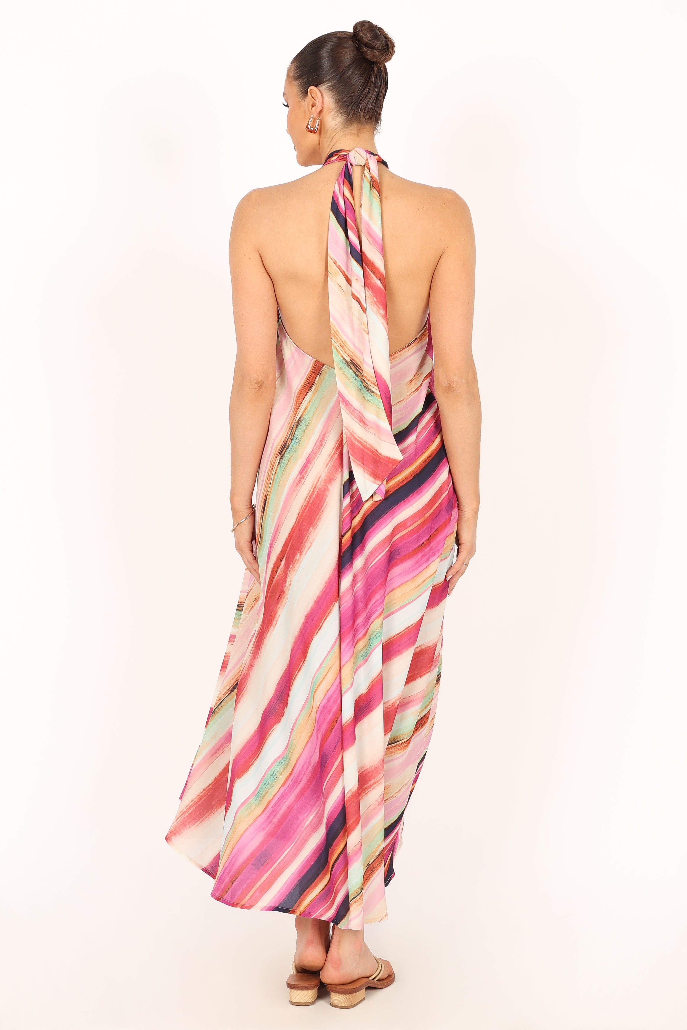 Antonijia Women's Halterneck Maxi Dress - Floral Stripe Design, Long Sleeve Summer Beach Dress for Vacation, Party, and Casual Wear