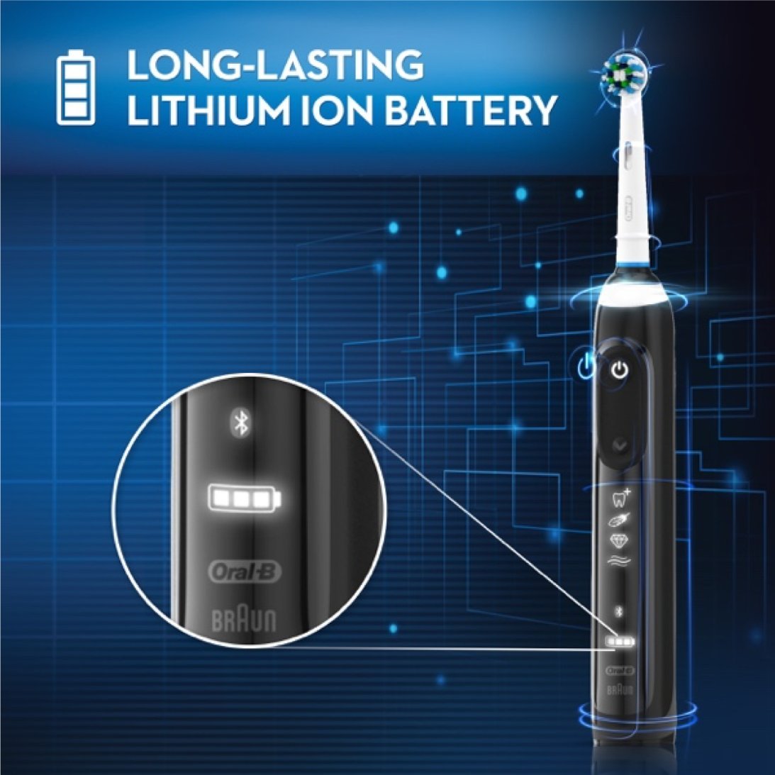 Oral-B 7500 Electric Toothbrush with 3 Replacement Brush Heads & Travel Case - Black | Smart Pressure Sensor, Bluetooth Connectivity | Perfect for Travel & Daily Oral Care