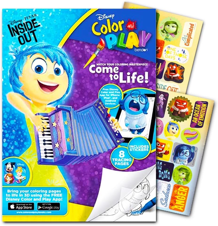 Disney Studio Invisible Ink Activity Book Set for Kids - 3 Travel Activity Books with Toy Story, Inside Out & Monsters Inc Themes | Includes Invisible Ink Pens & 100+ Stickers | Perfect for Road Trips, Airplane Travel & Quiet Time Activities (5-Piece Set)